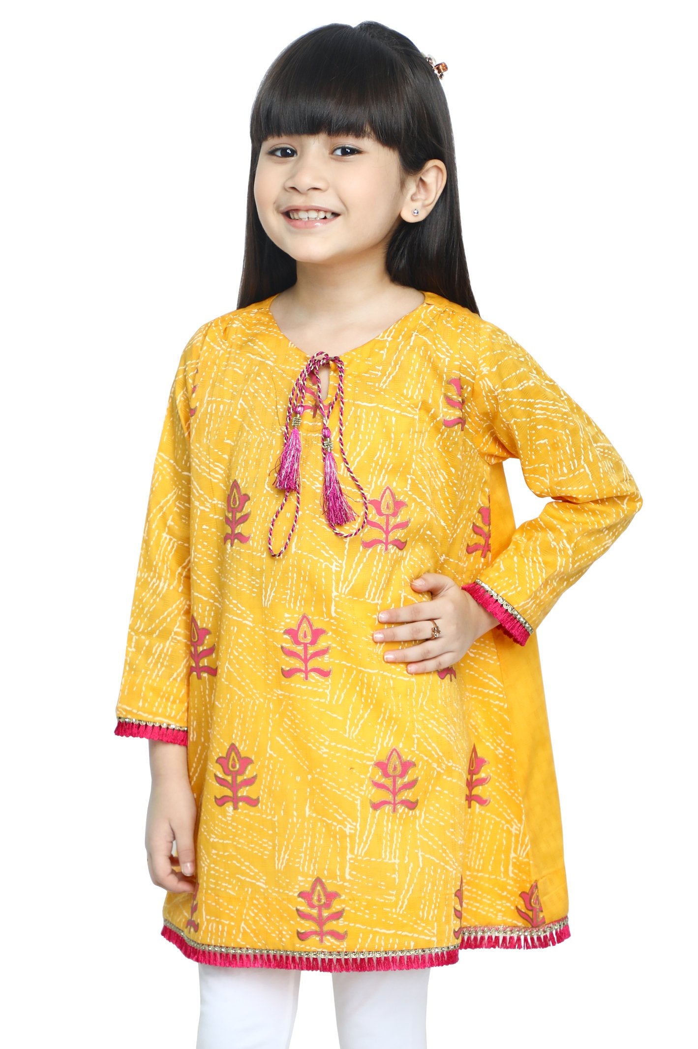 Girls Kurti in Yellow - KGKK-0182-YELLOW - Diners