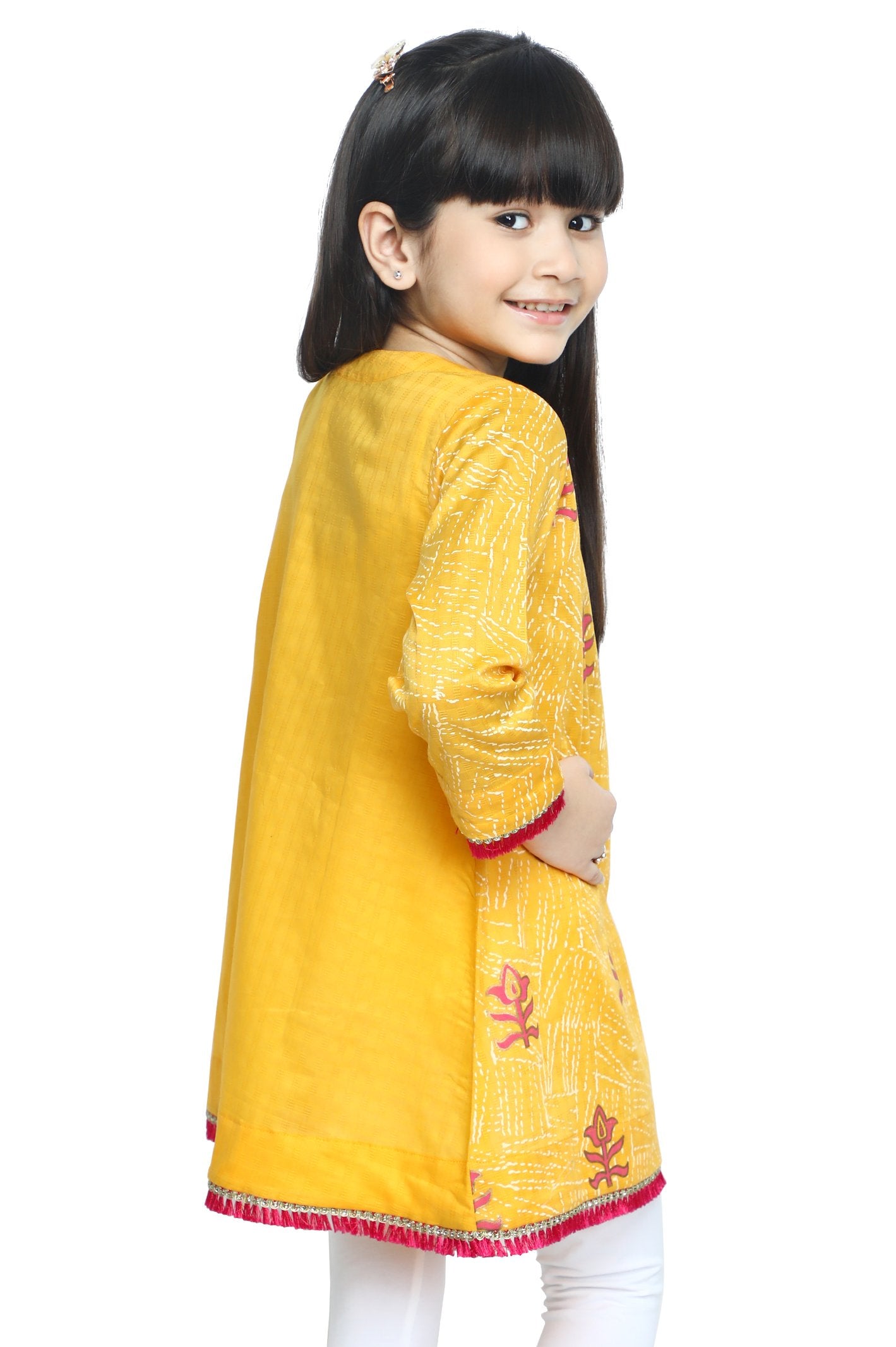 Girls Kurti in Yellow - KGKK-0182-YELLOW - Diners