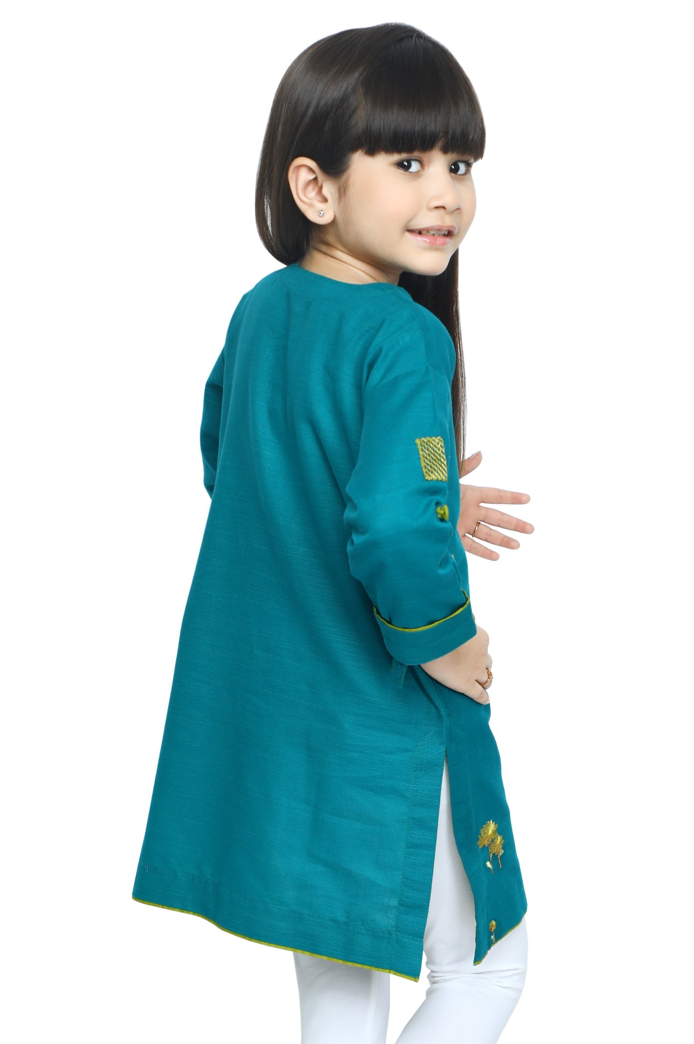Girls Kurti in Sea Green SKU: KGKK-0185-SEA GREEN - Diners