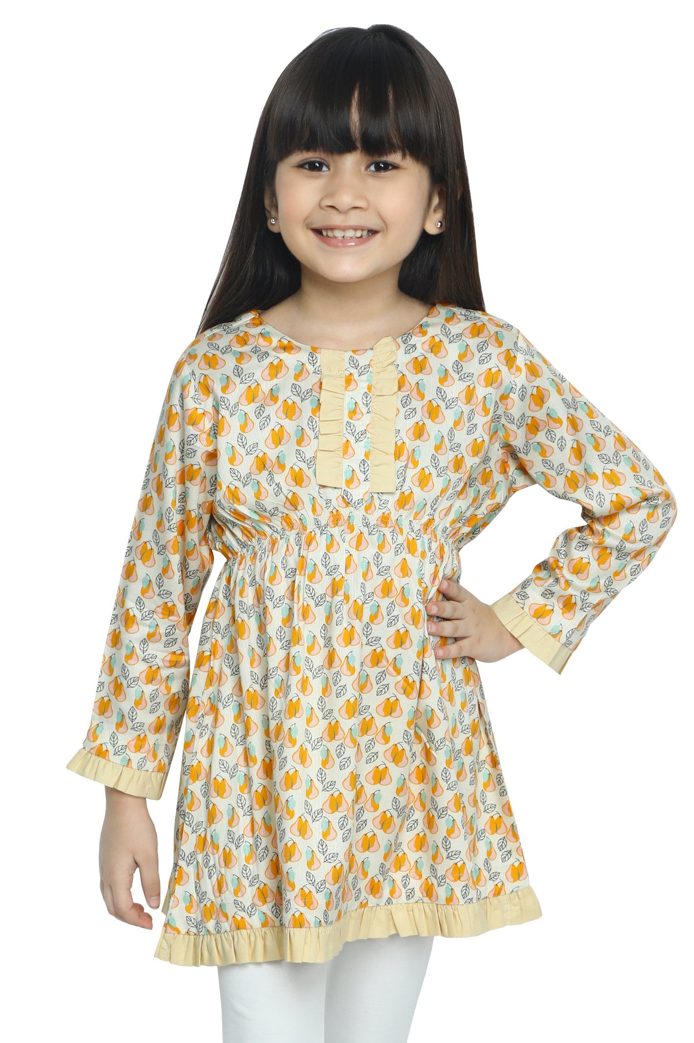 Girls Kurti in Beige - KGKK-0190-BEIGE - Diners