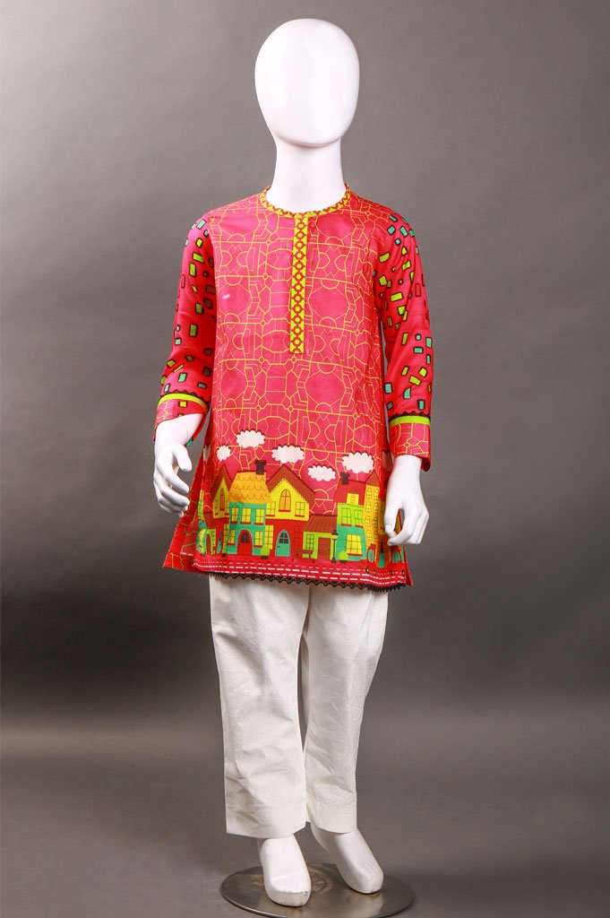 Girls Kurti - KGKK0135-Pink - Diners