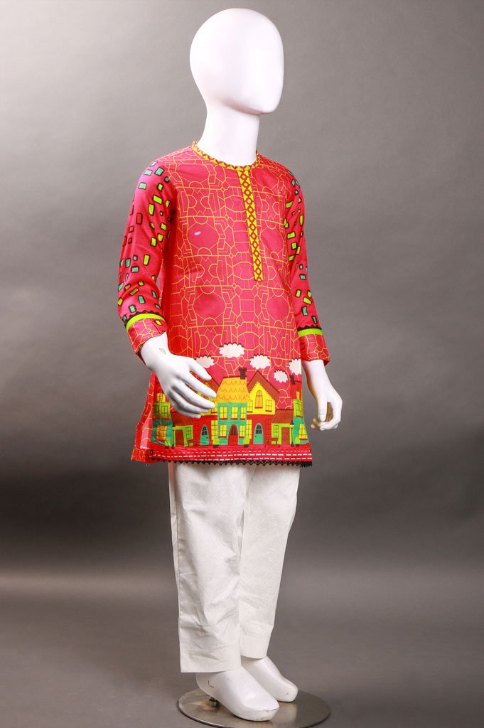 Girls Kurti - KGKK0135-Pink - Diners