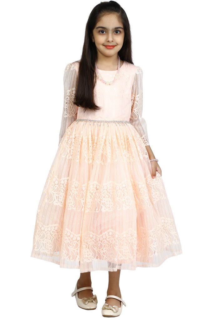Girls Frock KGL-0295-PEACH