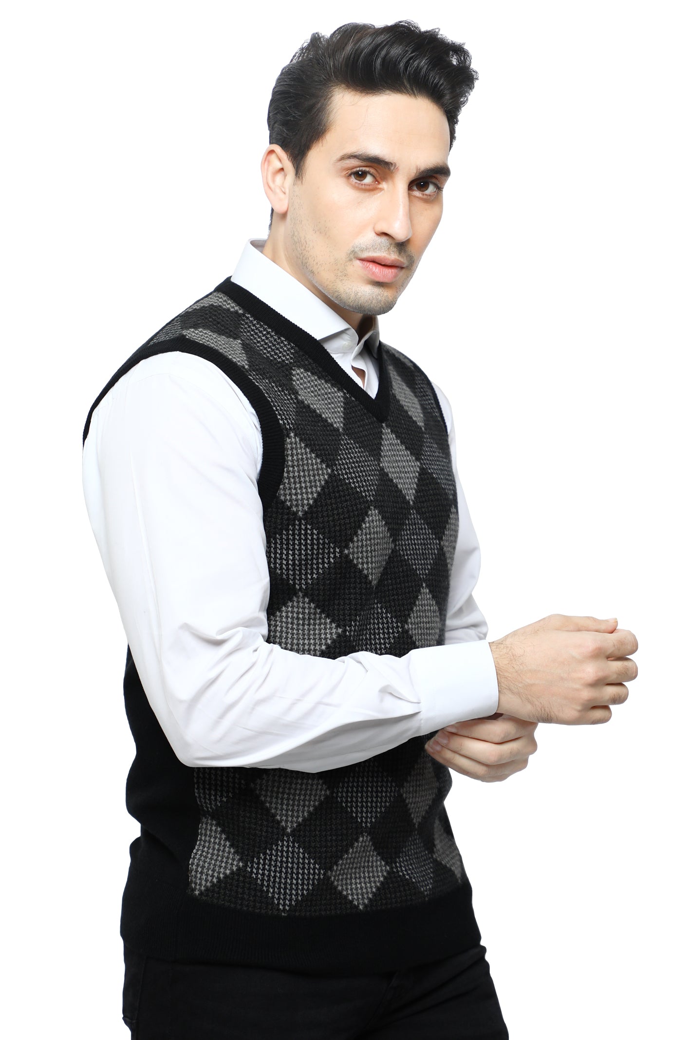 Gents Sweater (Sleeveless) In Black SKU: SA563-BLACK - Diners