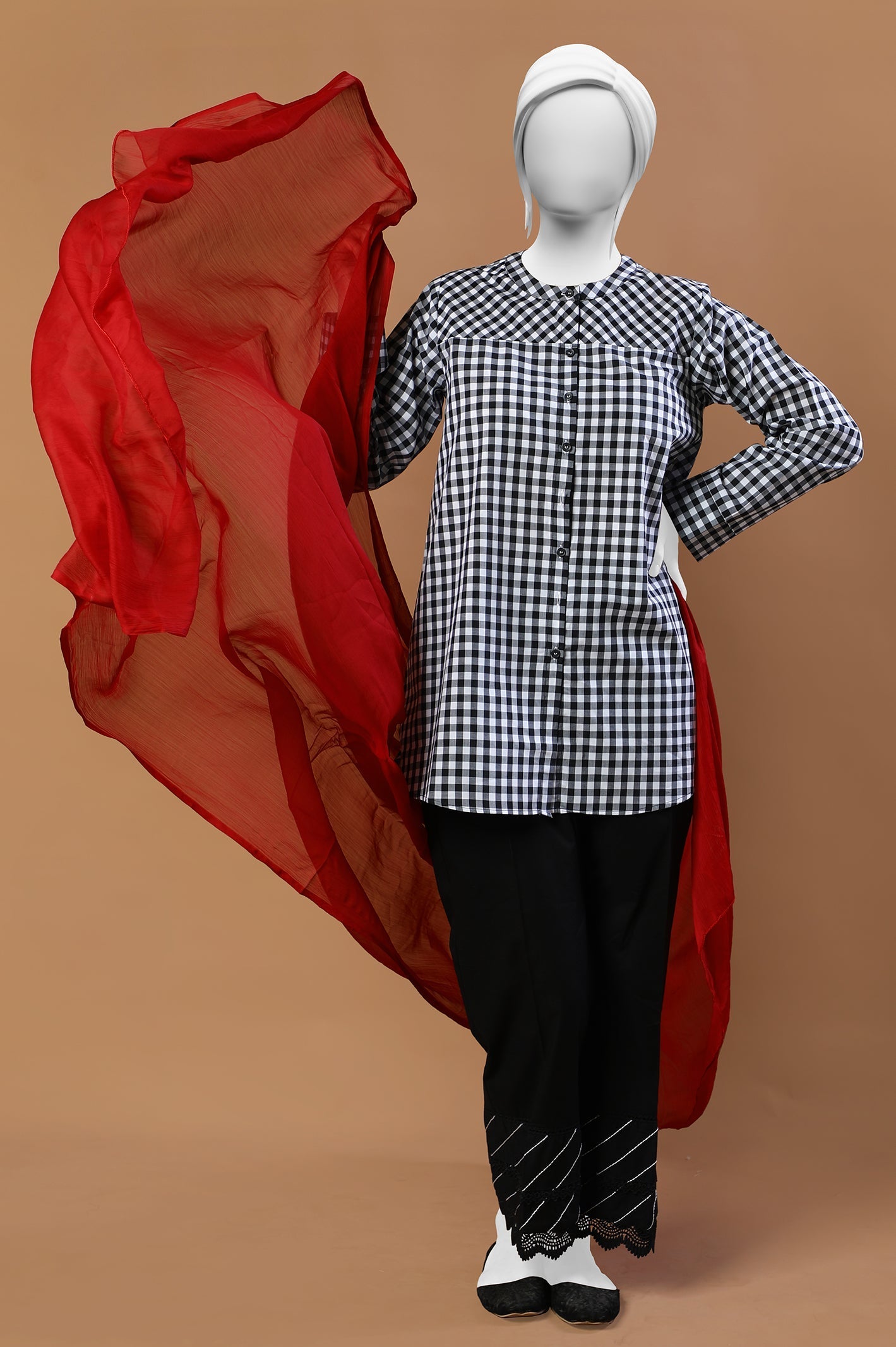 Maroon Chiffon Dupatta - Diners