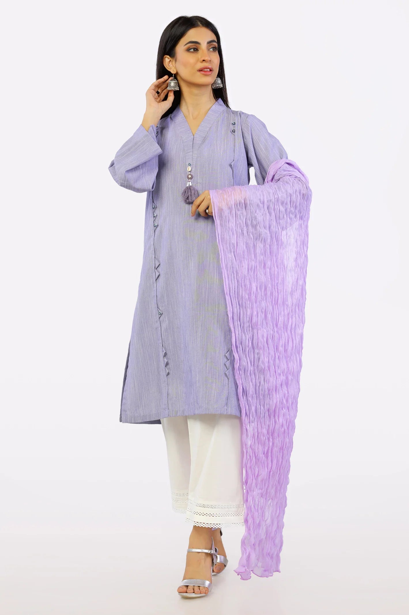 Lilac Crinkle Shiffon Dupatta