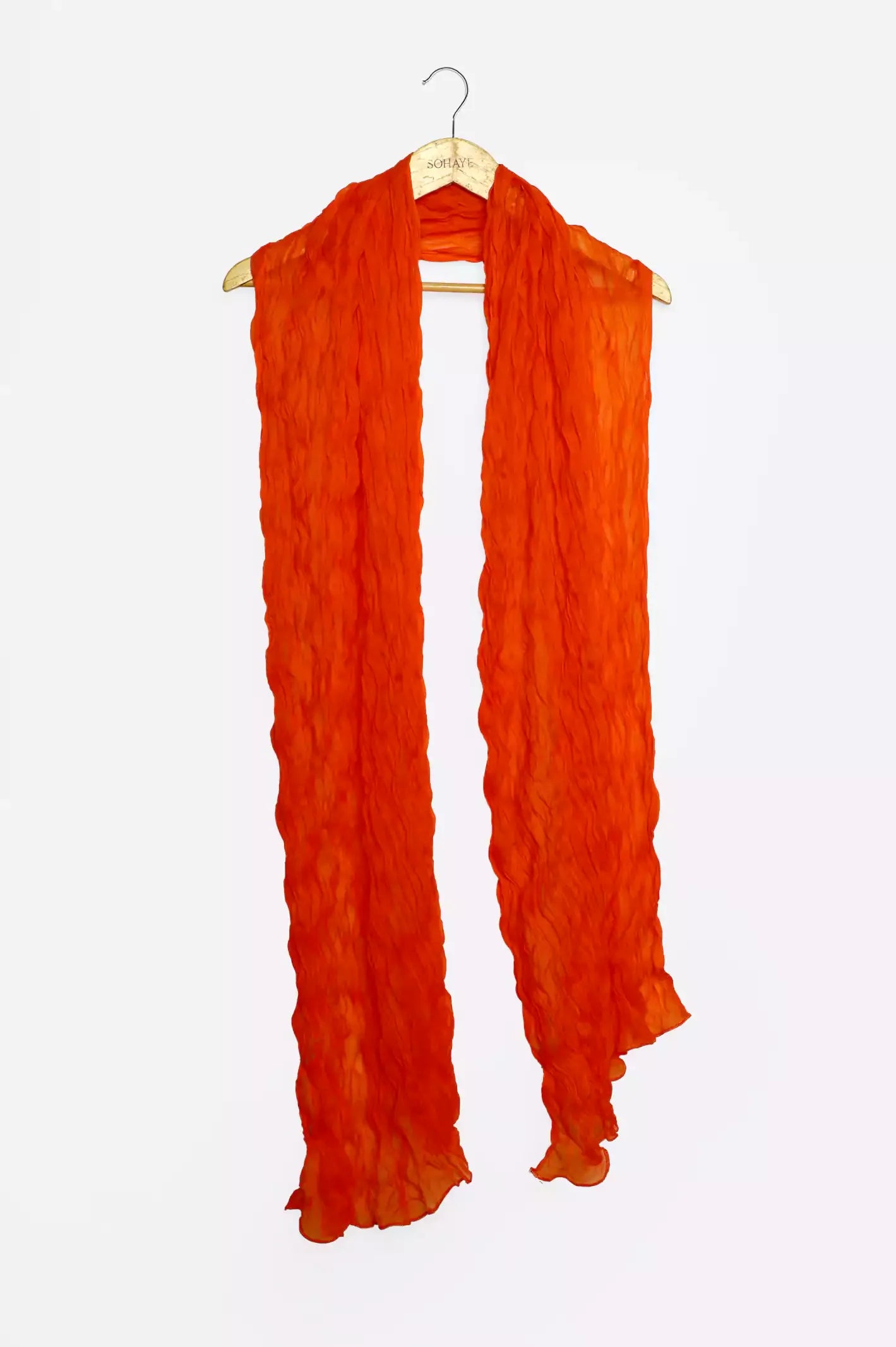 Orange Crinkle Shiffon Dupatta