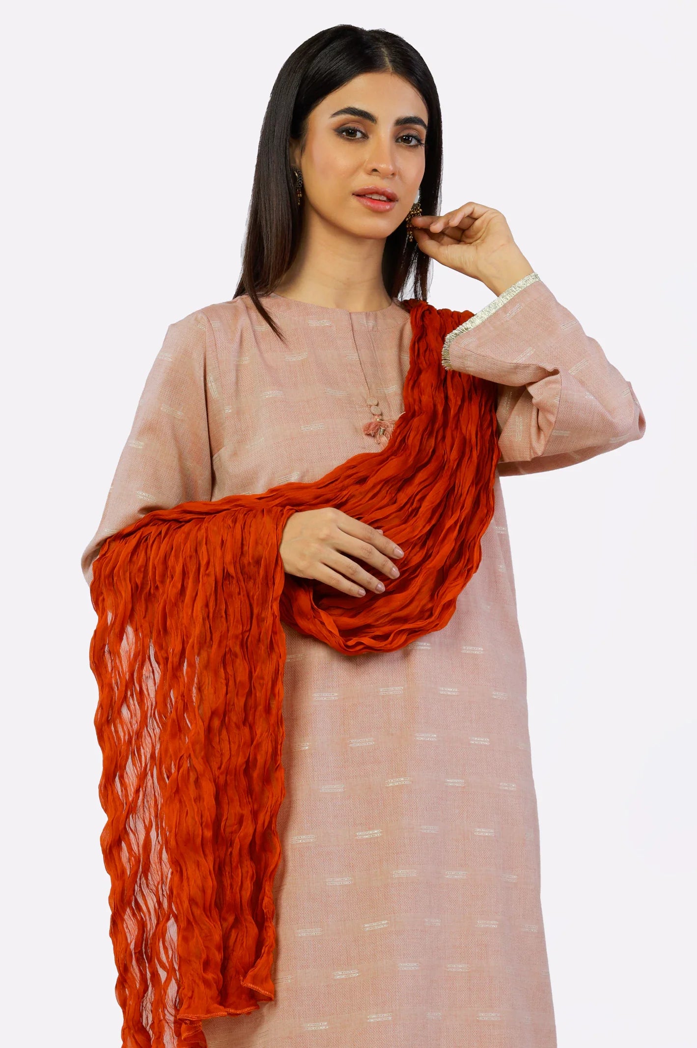 Rust Crinkle Shiffon Dupatta