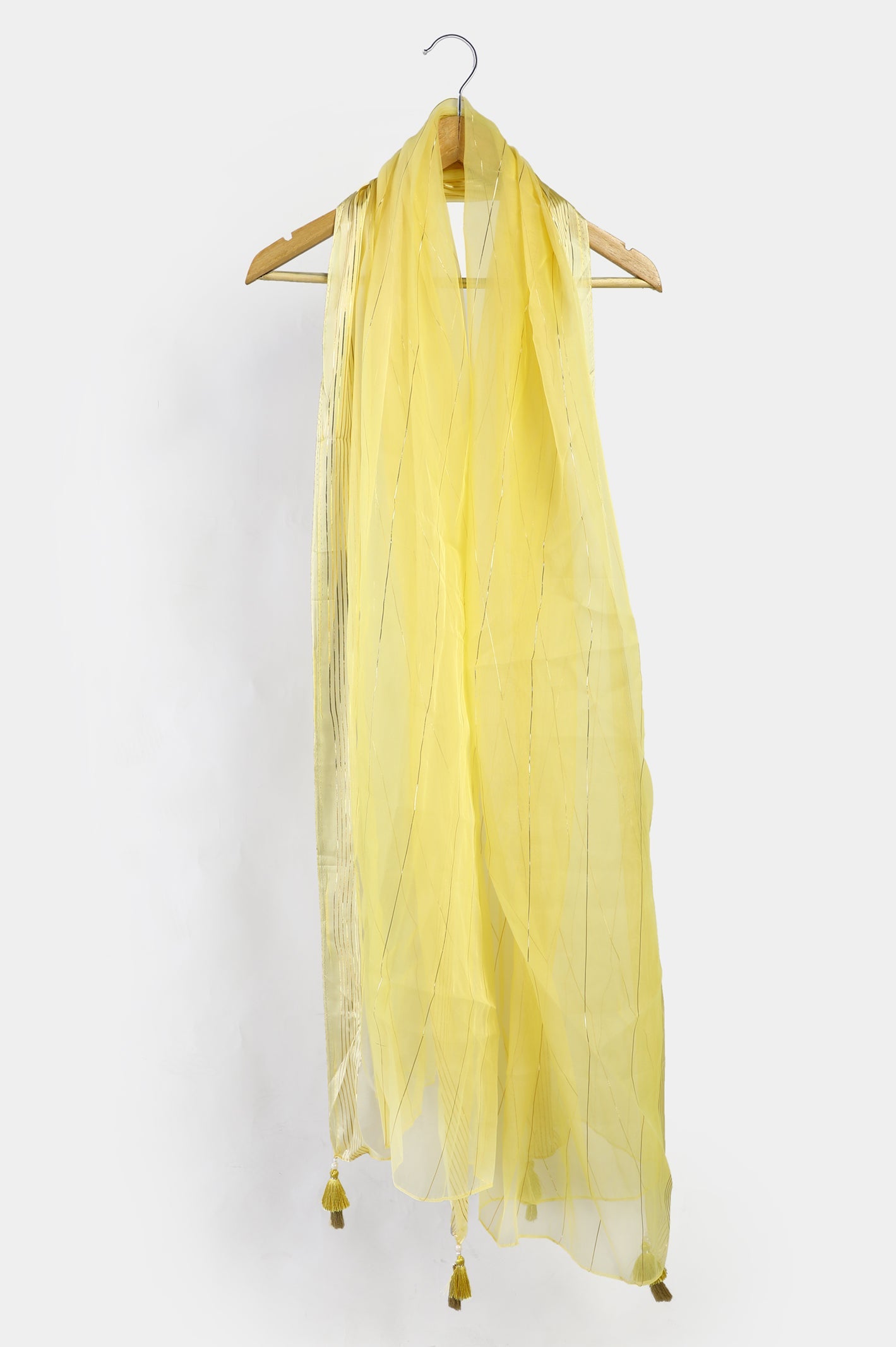 Lemon Zari Organza Dupatta