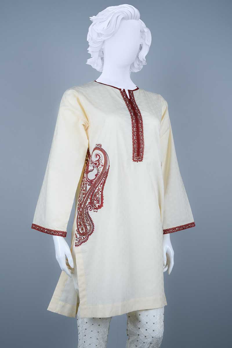 Embroided Pret - WKF0021 - Off White - Diners