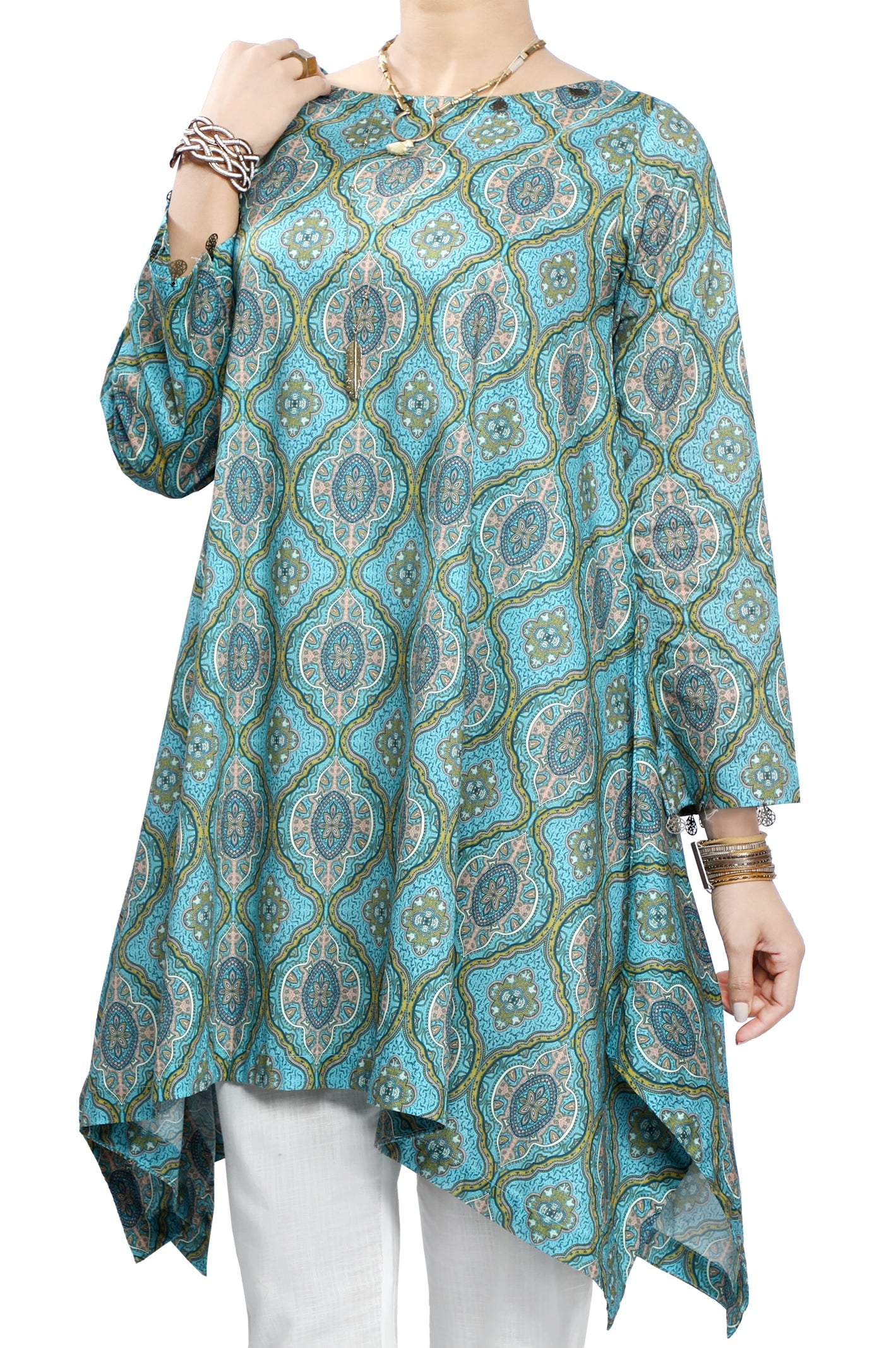 Women Stitched Kurti In Blue SKU: WKL0675-BLUE - Diners