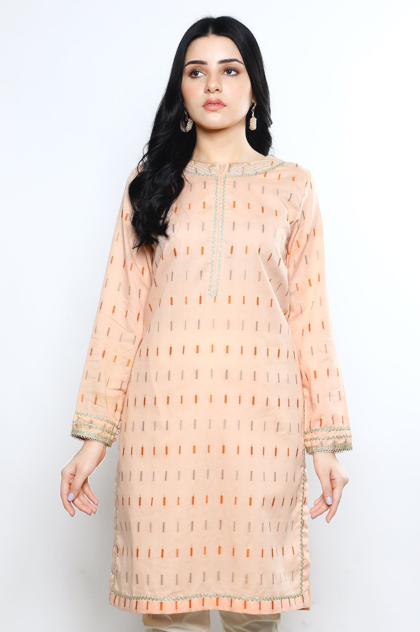 Women Stitched Kurti SKU: WKL0793-PEACH