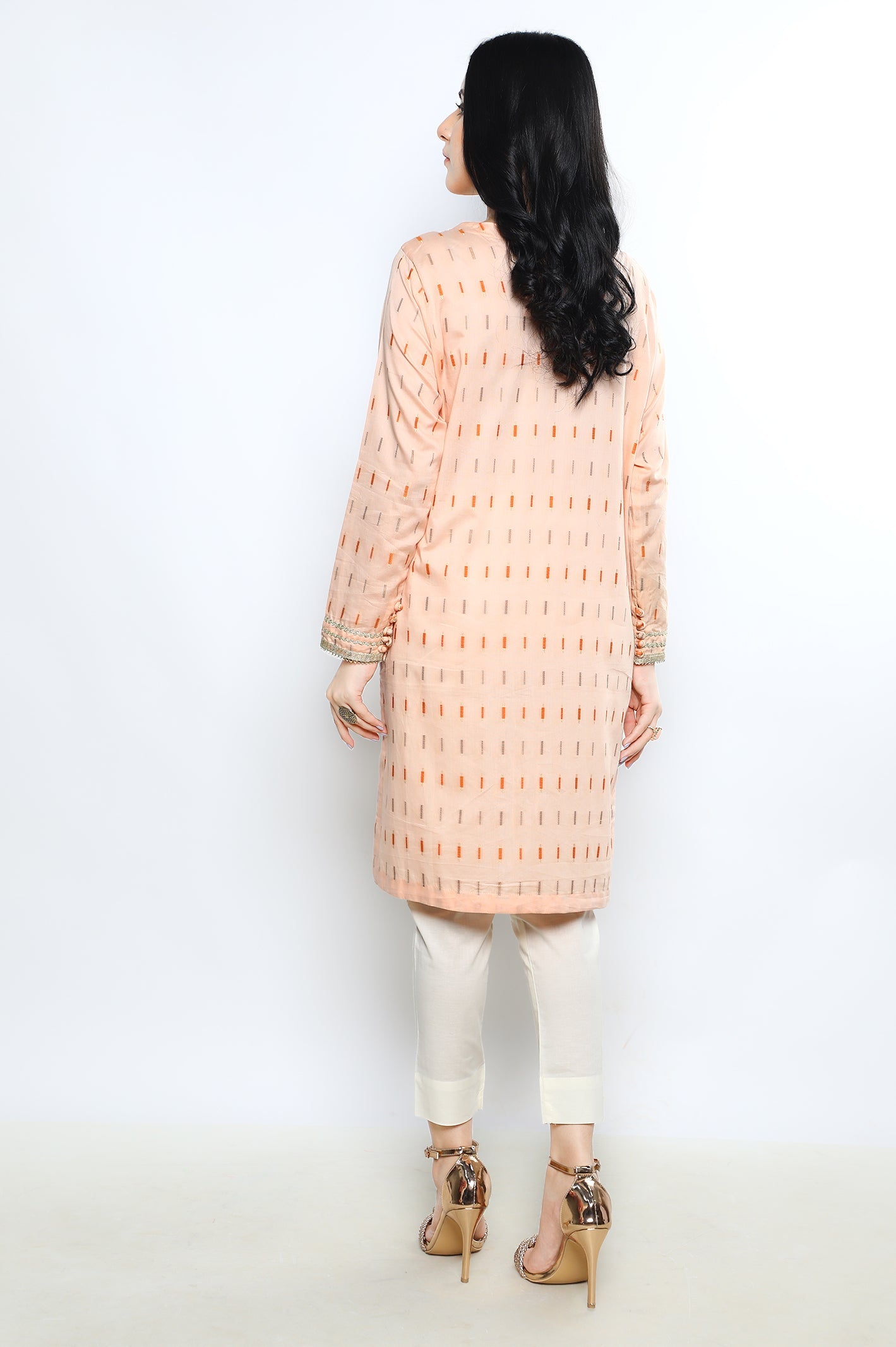 Women Stitched Kurti SKU: WKL0793-PEACH