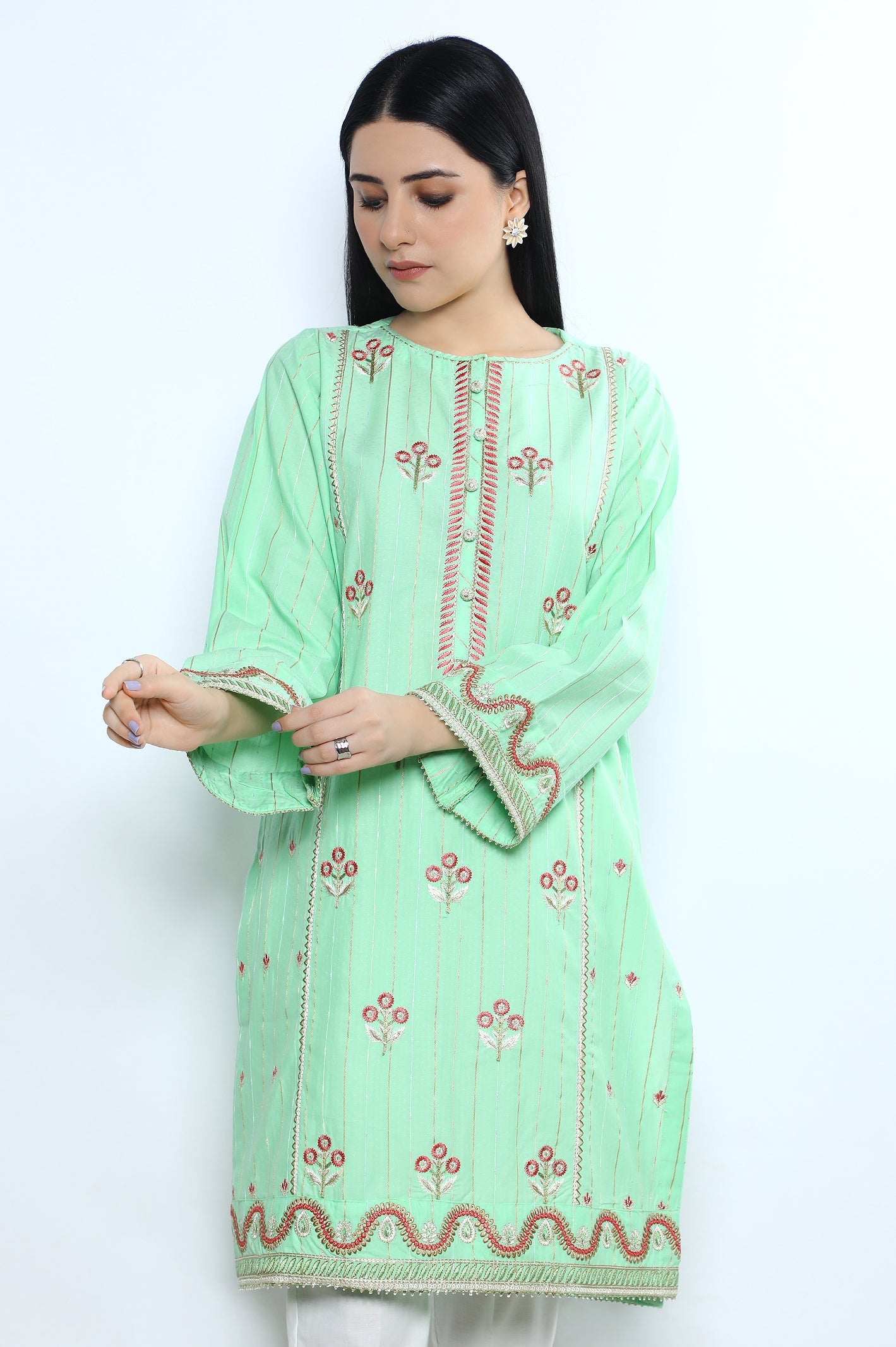 Women Stitched Kurti SKU: WKL0836-C-GREEN