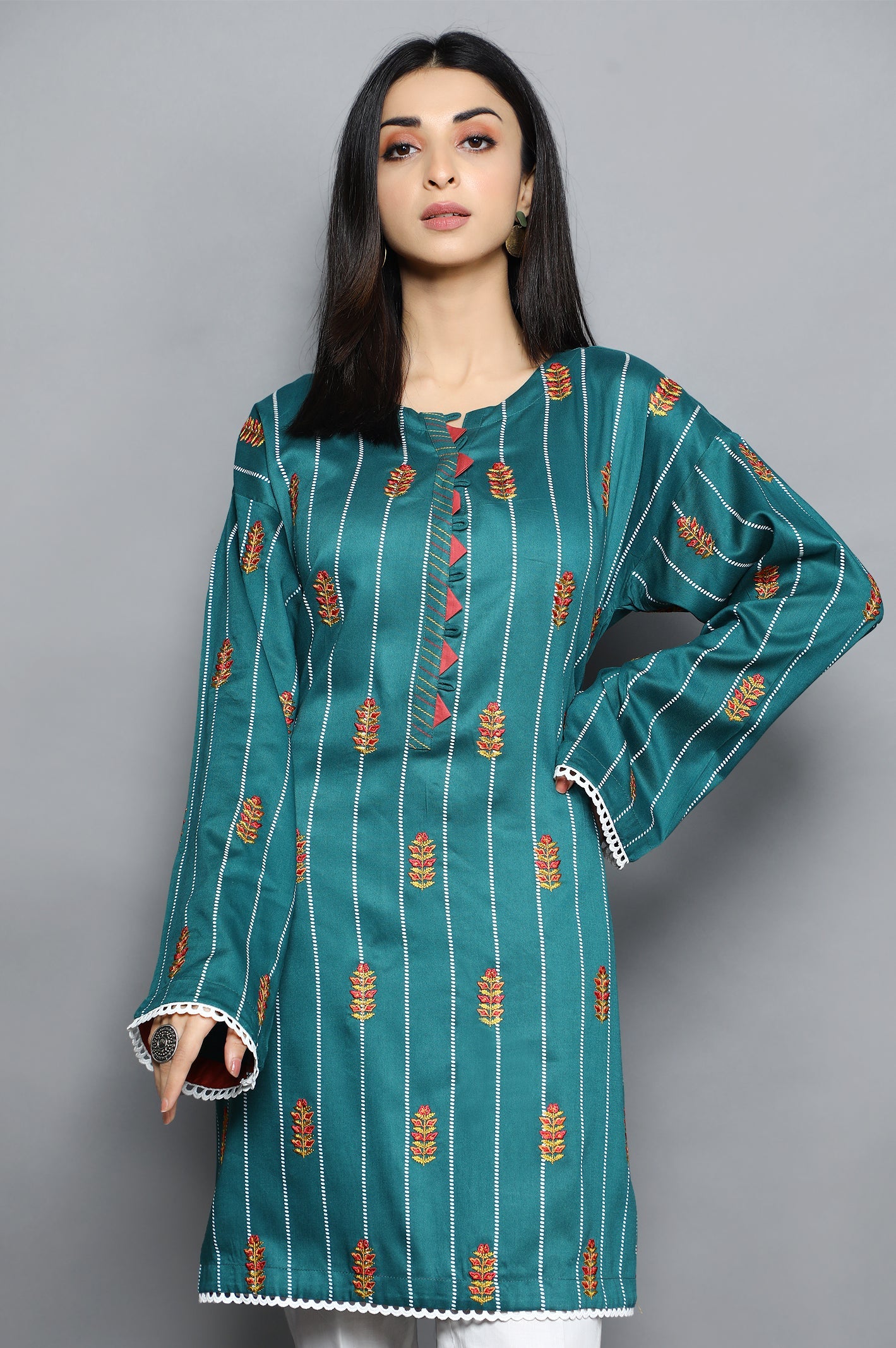 Women Stitched Kurti SKU: WKL0946-C-GREEN