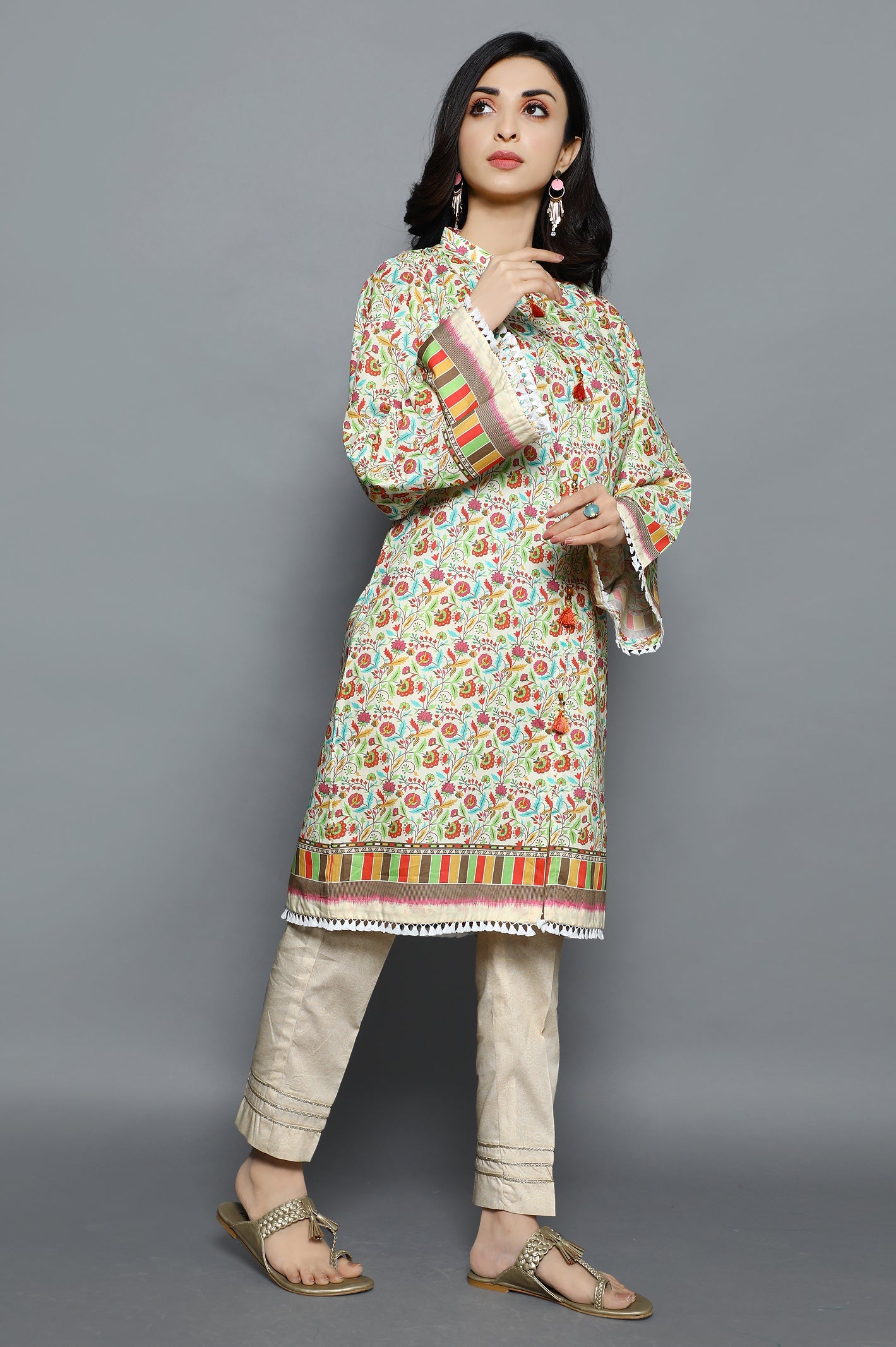 Women Stitched Kurti SKU: WKL1032-OFFWHITE