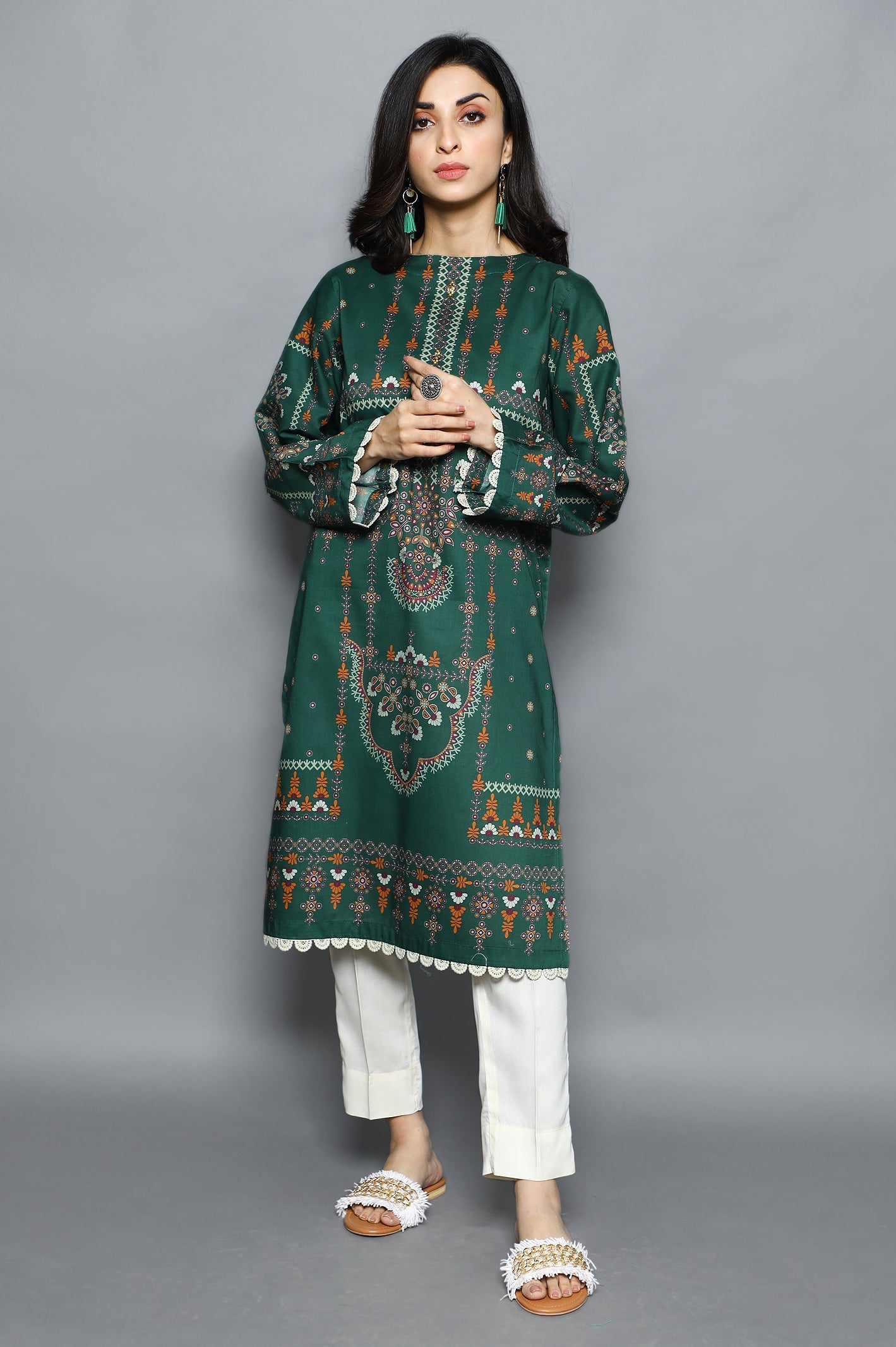 Women Stitched Kurti SKU: WKL1043-GREEN