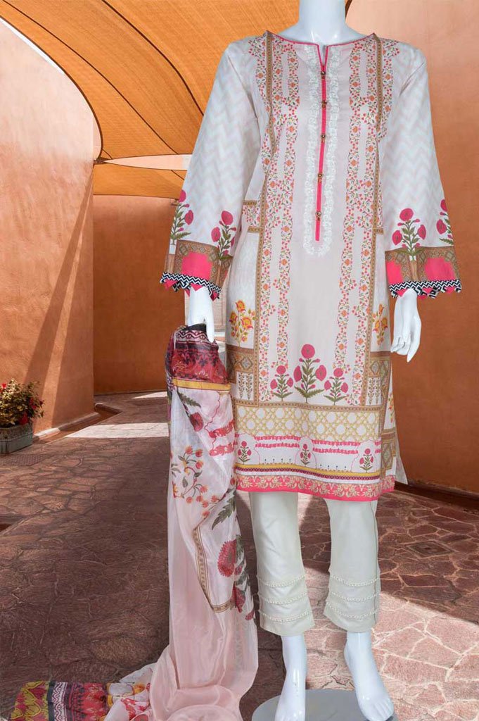 3Pc Printed Unstitched Essentials Suit - WU30067