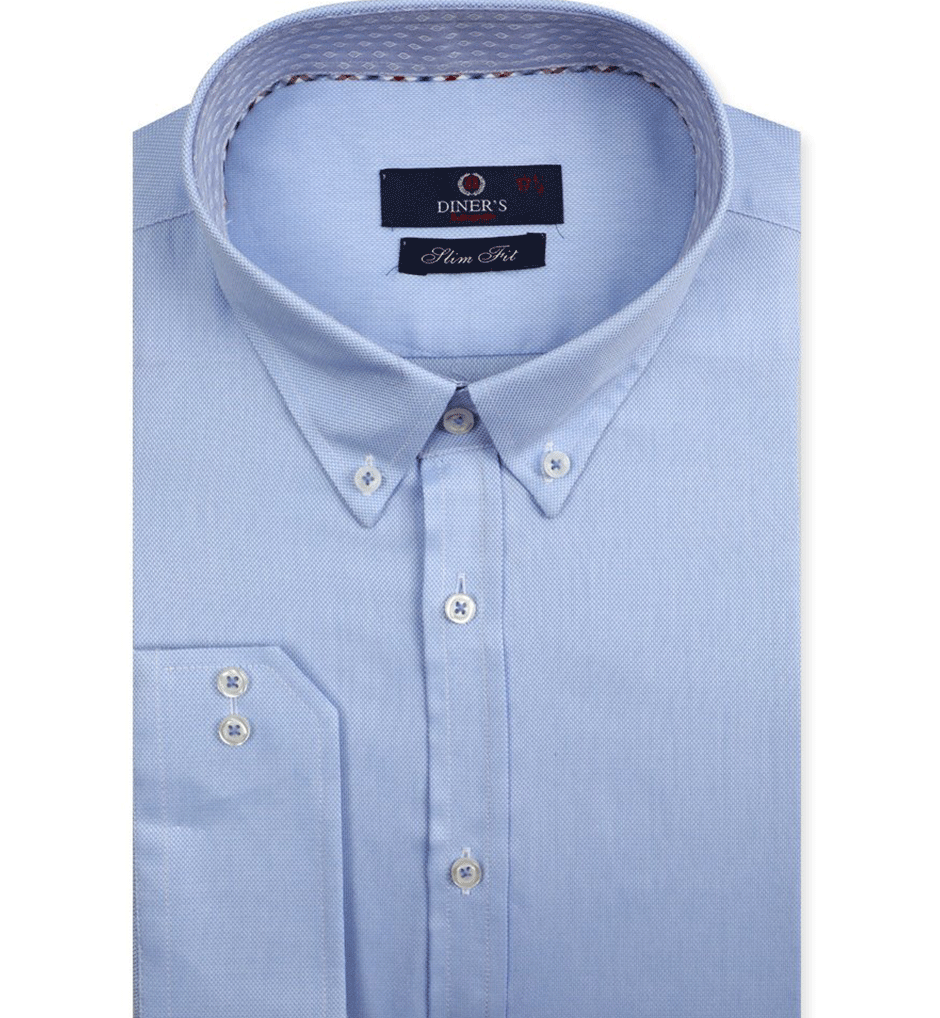 Light Blue Men's Formal Autograph Cotton Shirt - AH21991