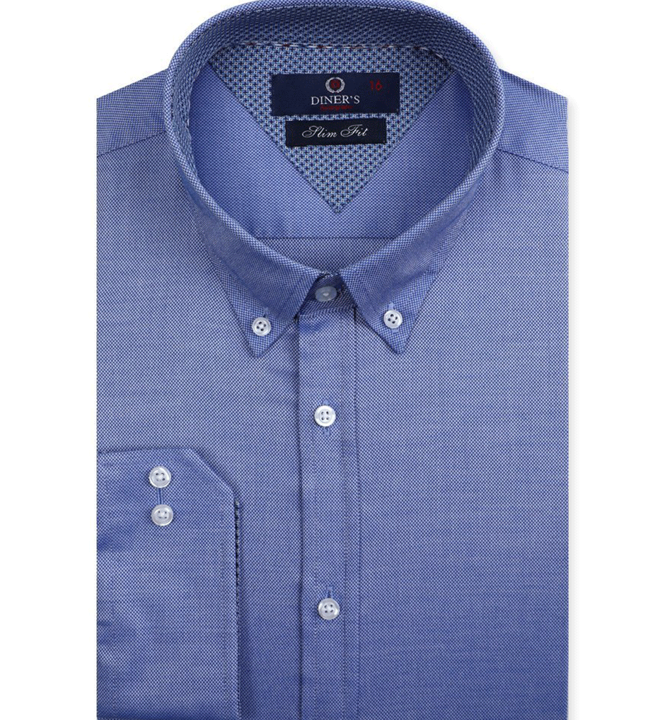 Dark Blue Men's Formal Autograph Cotton Shirt - AH21990