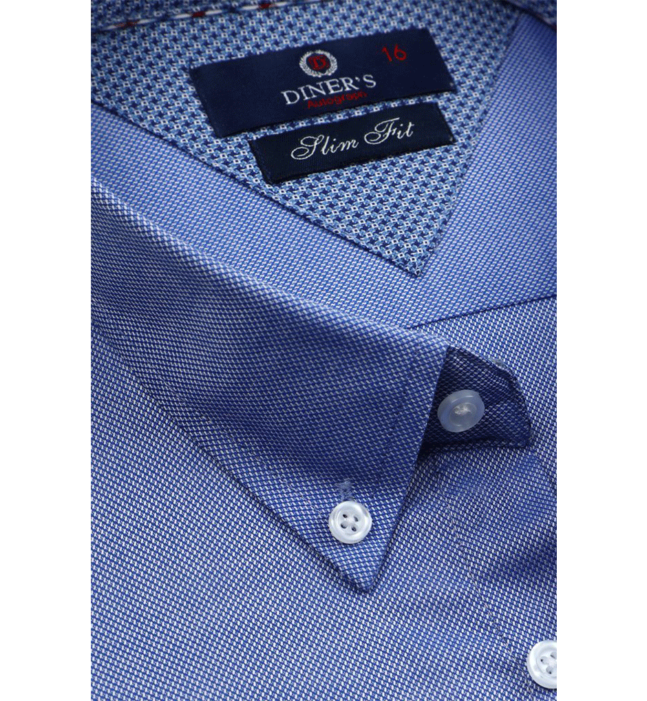 Dark Blue Men's Formal Autograph Cotton Shirt - AH21990