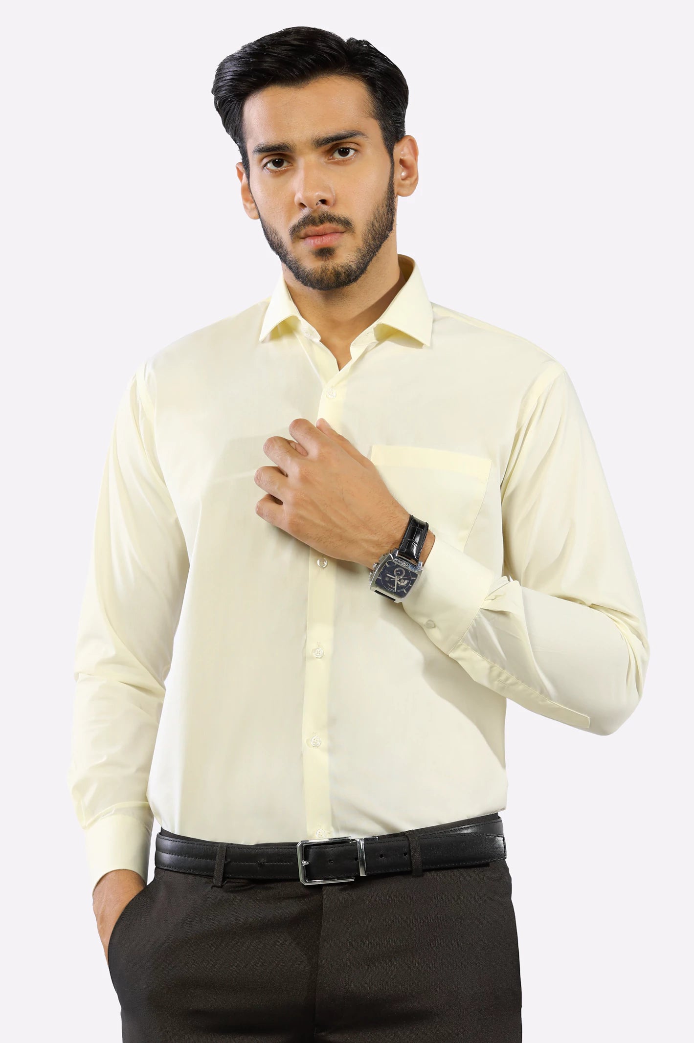 Cream Plain Formal Man Shirt