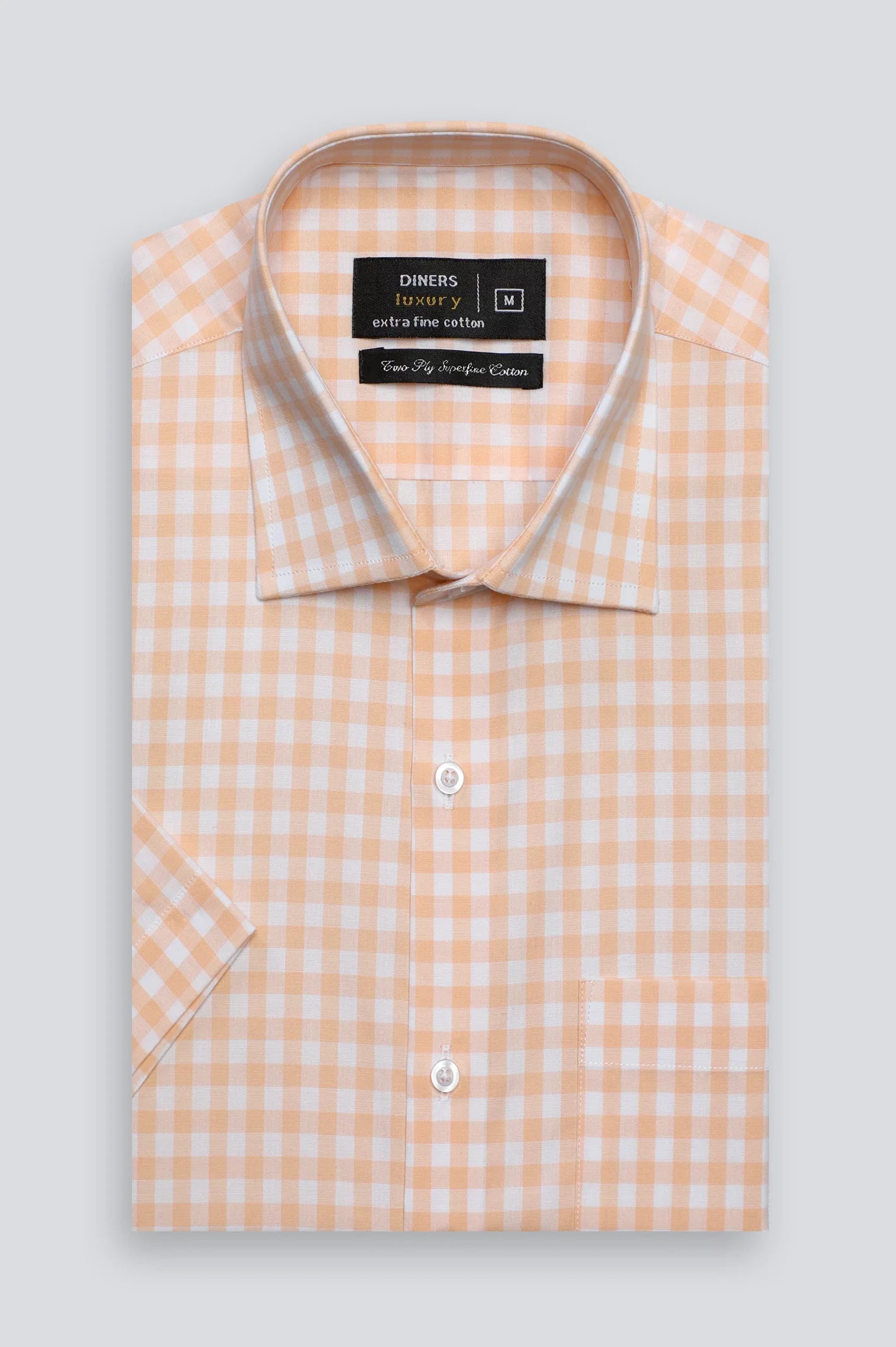 Peach Mini-Check Formal Shirt (Half Sleeves)