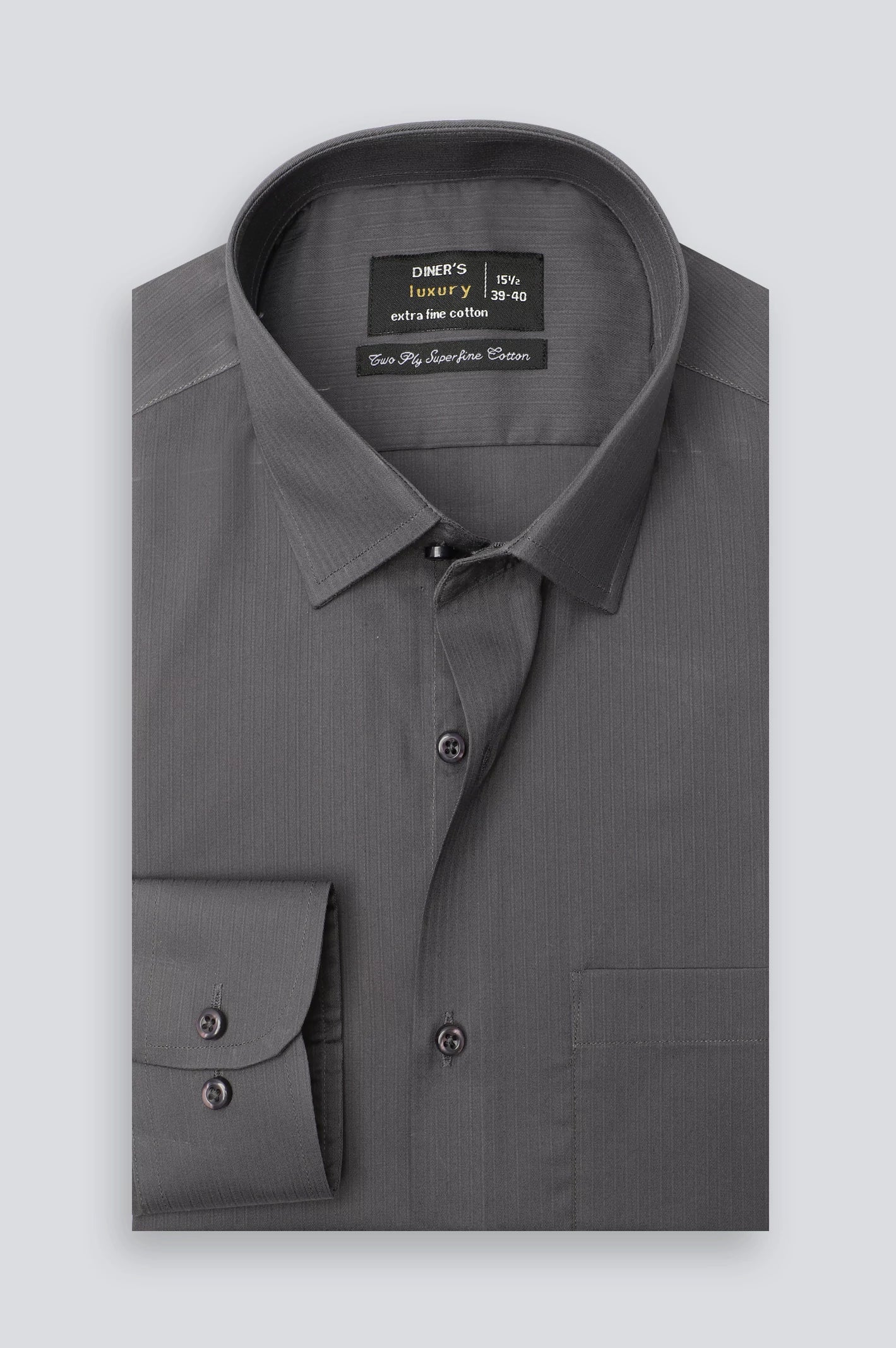 Dark Grey Stripe Textured Formal Shirt