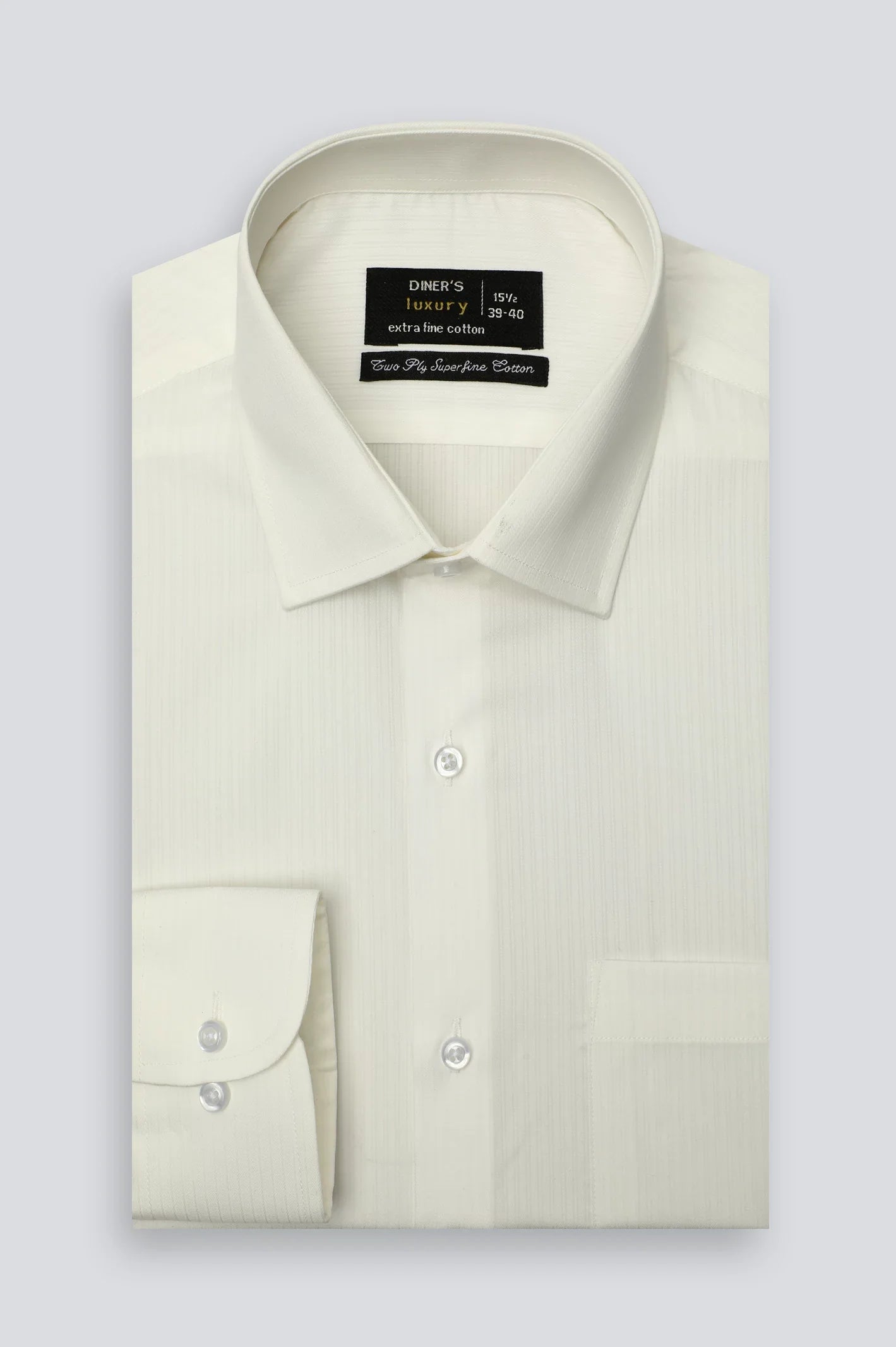 Off White Stripe Textured Formal Shirt