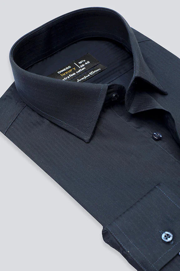 Navy Blue Textured Formal Shirt