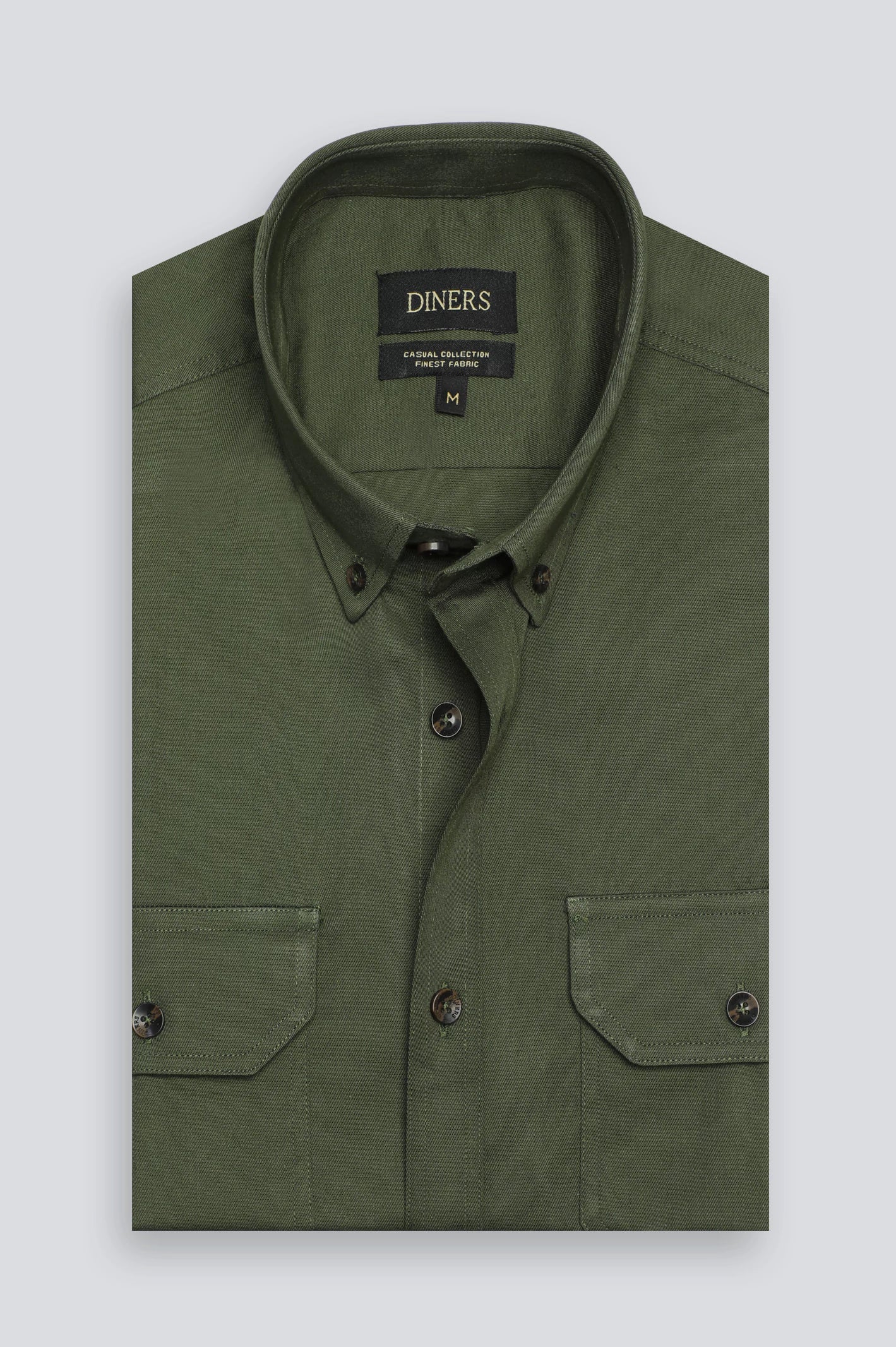 Olive Plain Casual Shirt