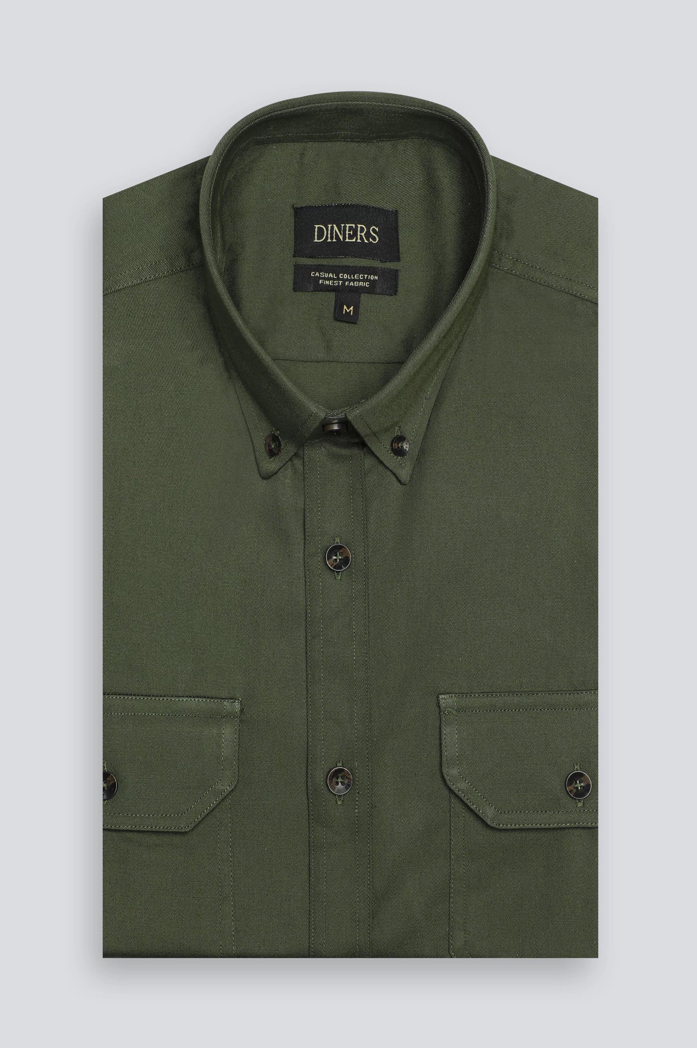 Olive Plain Casual Shirt