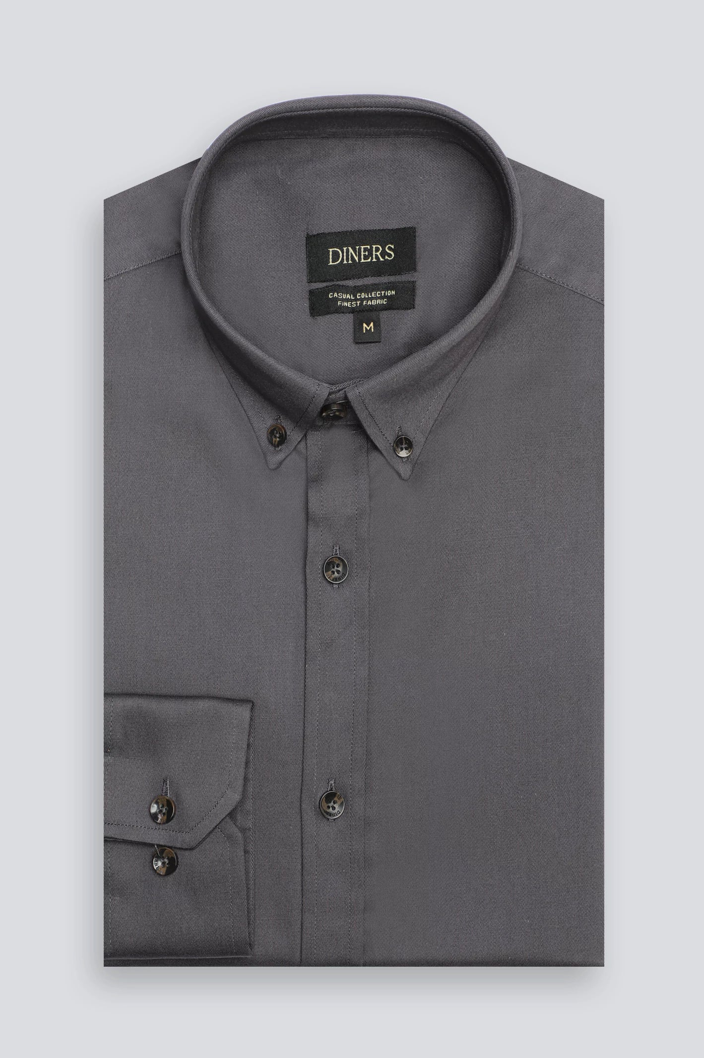 Dark Grey Plain Casual Shirt