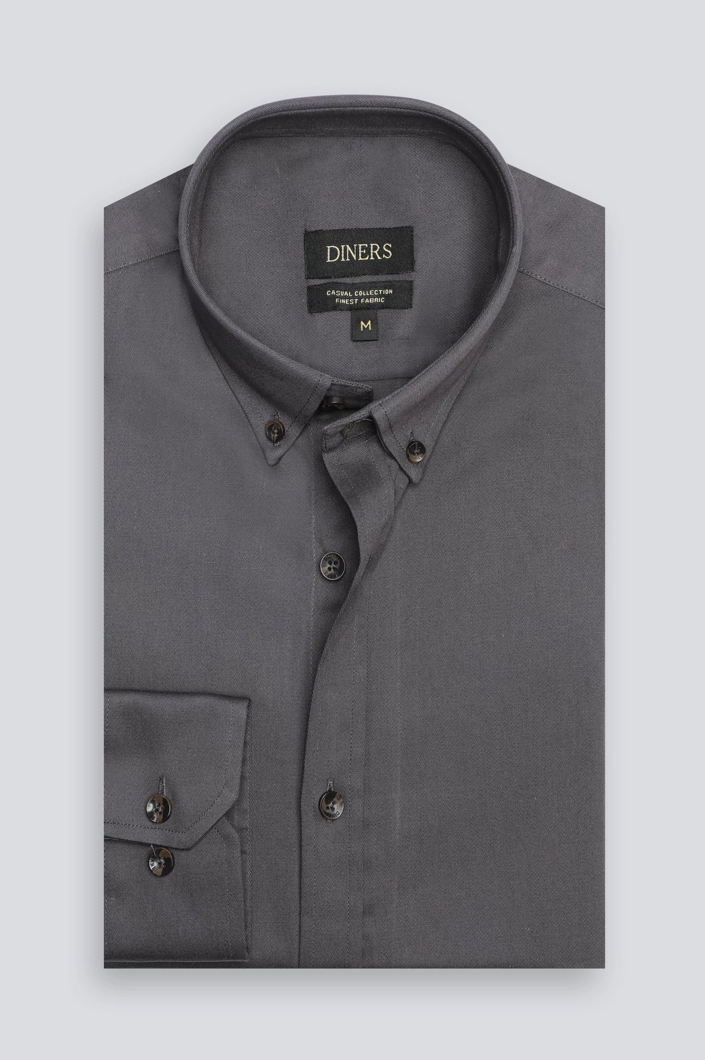 Dark Grey Plain Casual Shirt