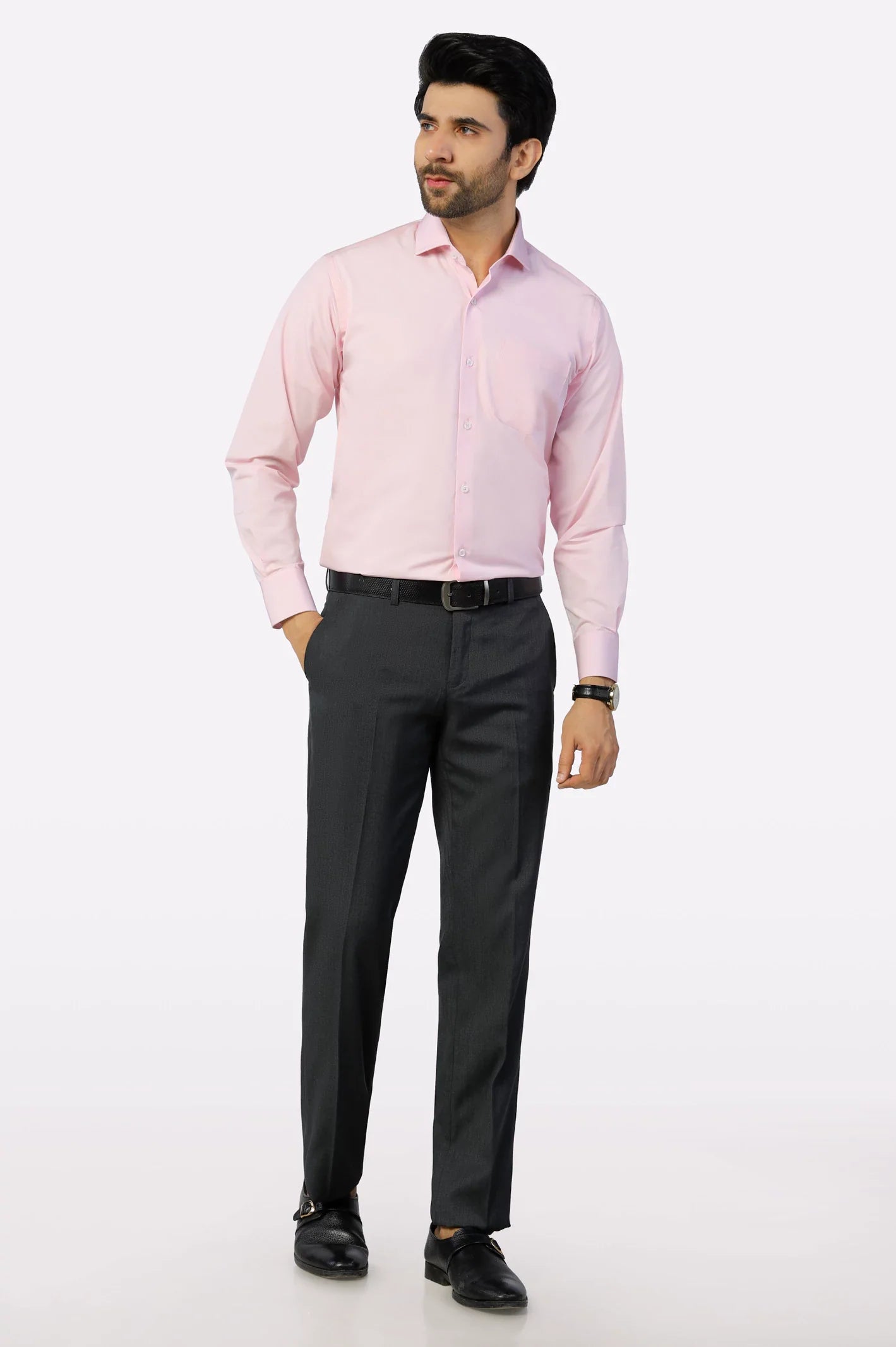 Pink Plain Formal Autograph Shirt