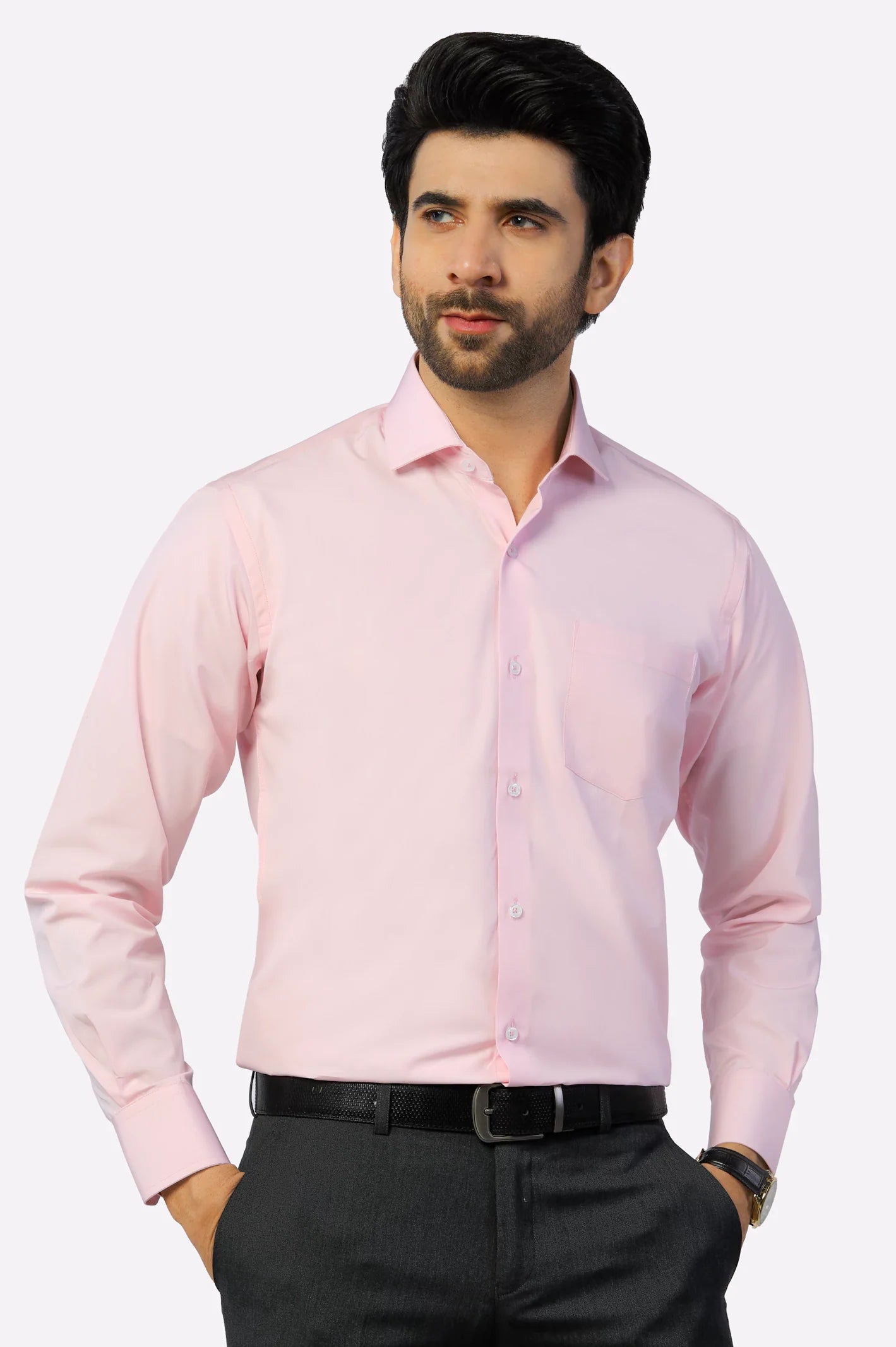 Pink Plain Formal Autograph Shirt