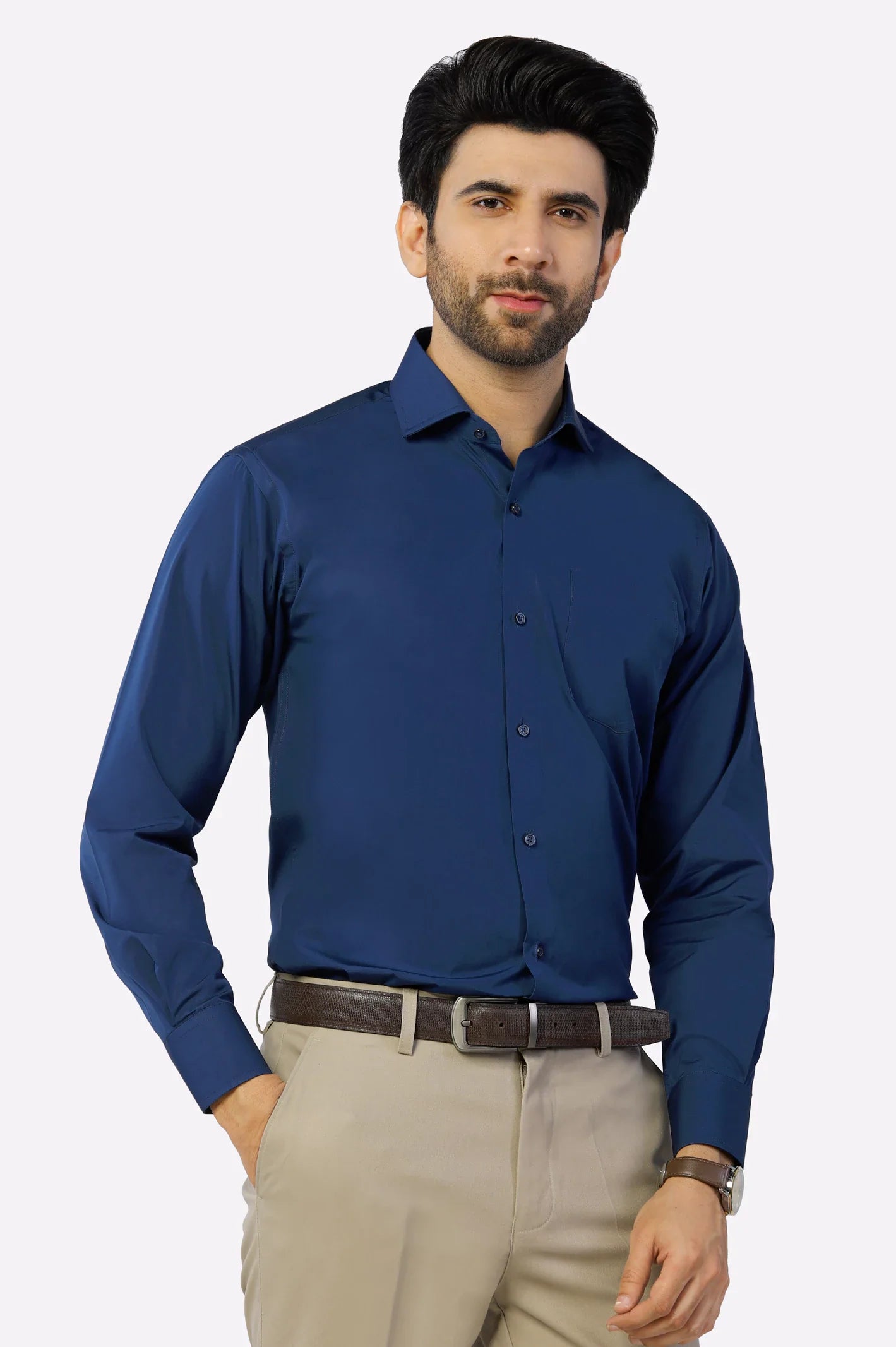 Navy Blue Plain Formal Autograph Shirt