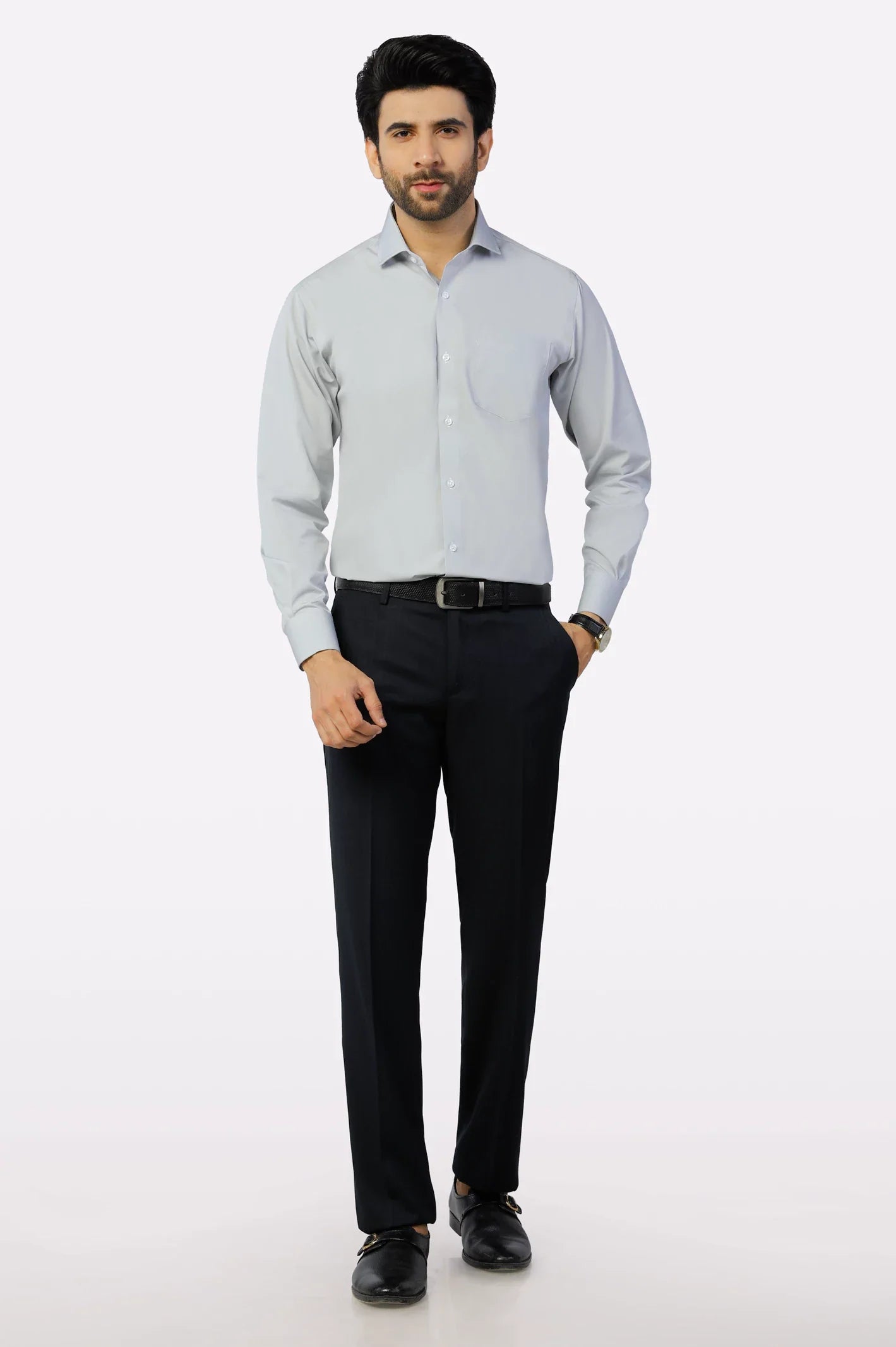 Light Grey Plain Formal Autograph Shirt