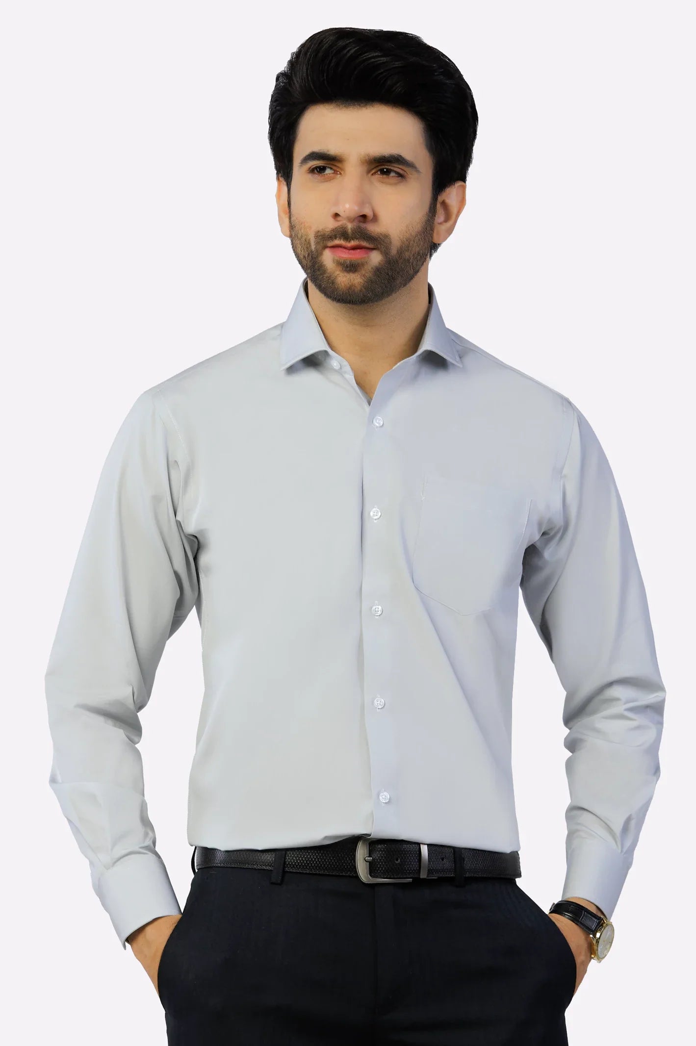 Light Grey Plain Formal Autograph Shirt