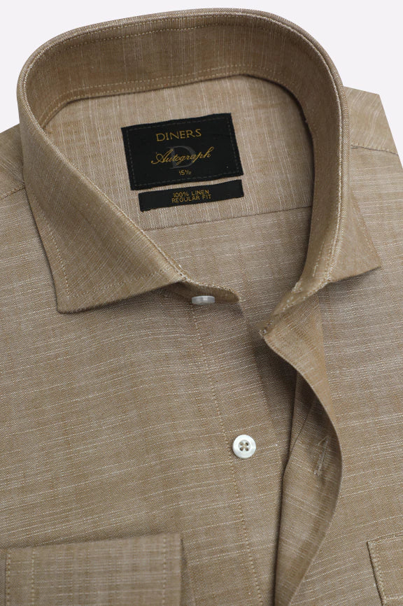 Brown Formal Autograph Linen Shirt