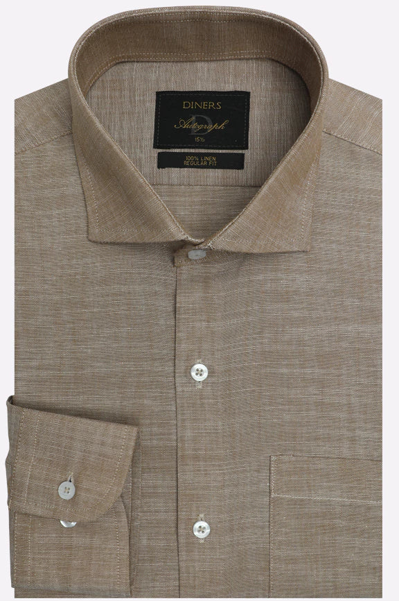 Brown Formal Autograph Linen Shirt