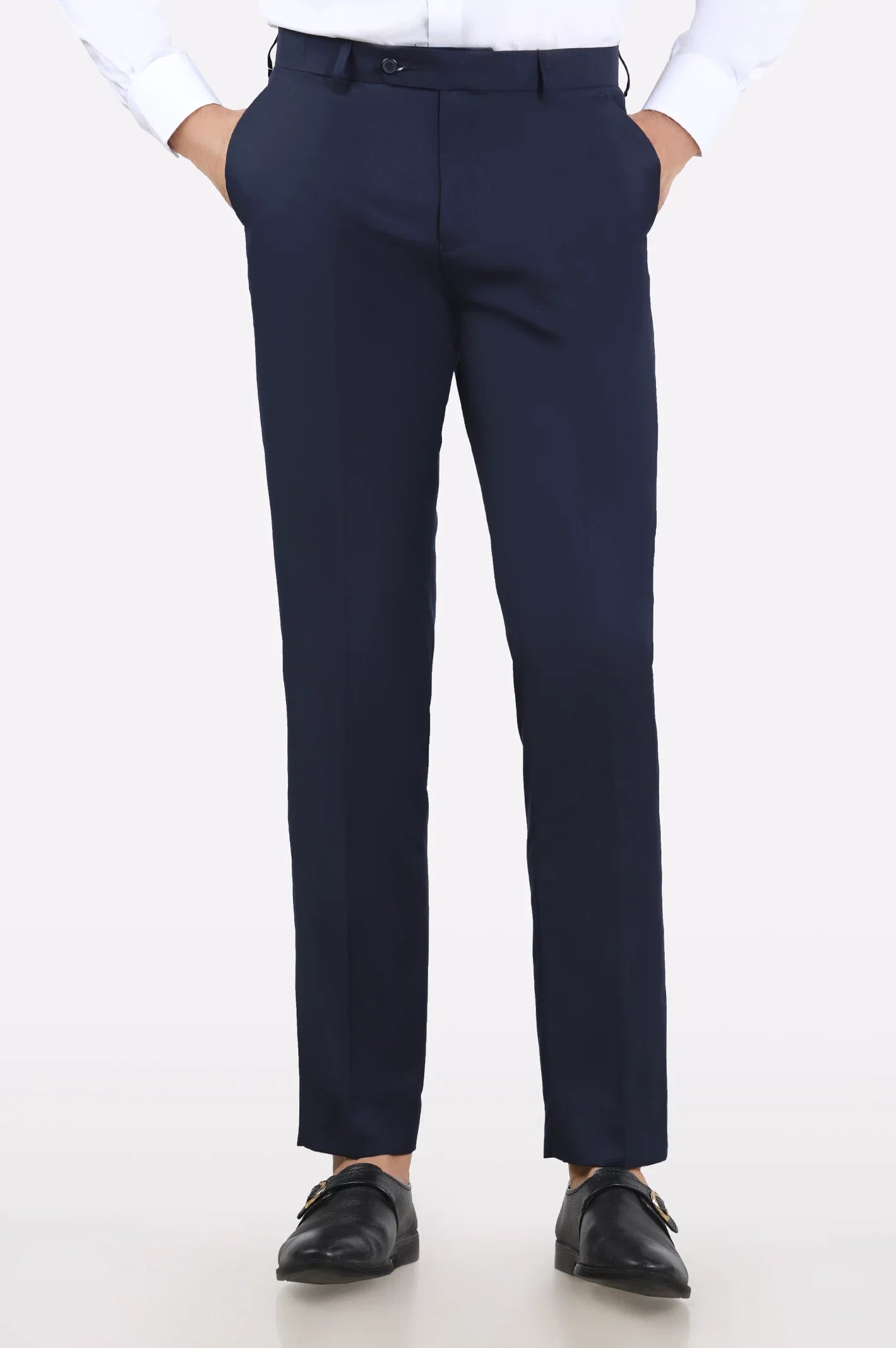 Navy Blue Regular Fit Formal Trouser