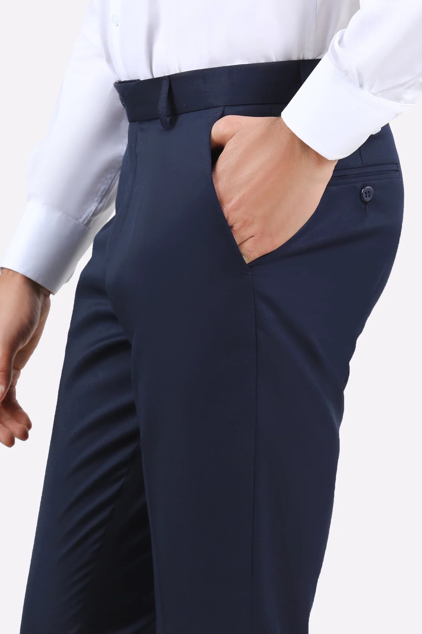 Navy Blue Regular Fit Formal Trouser