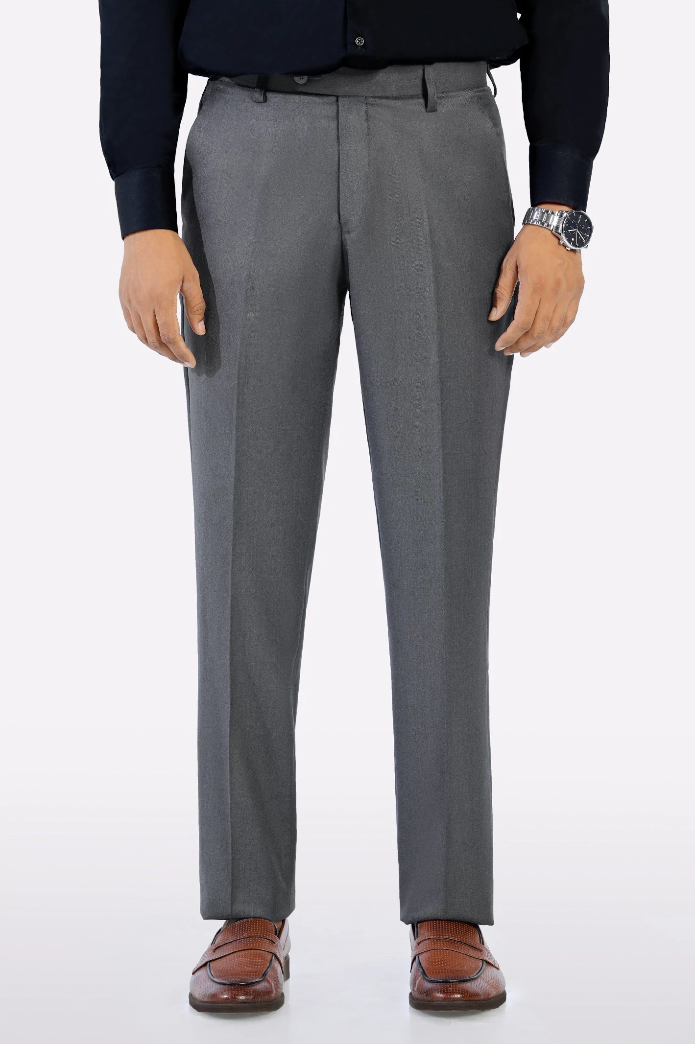 Dark Grey Regular Fit Formal Trouser