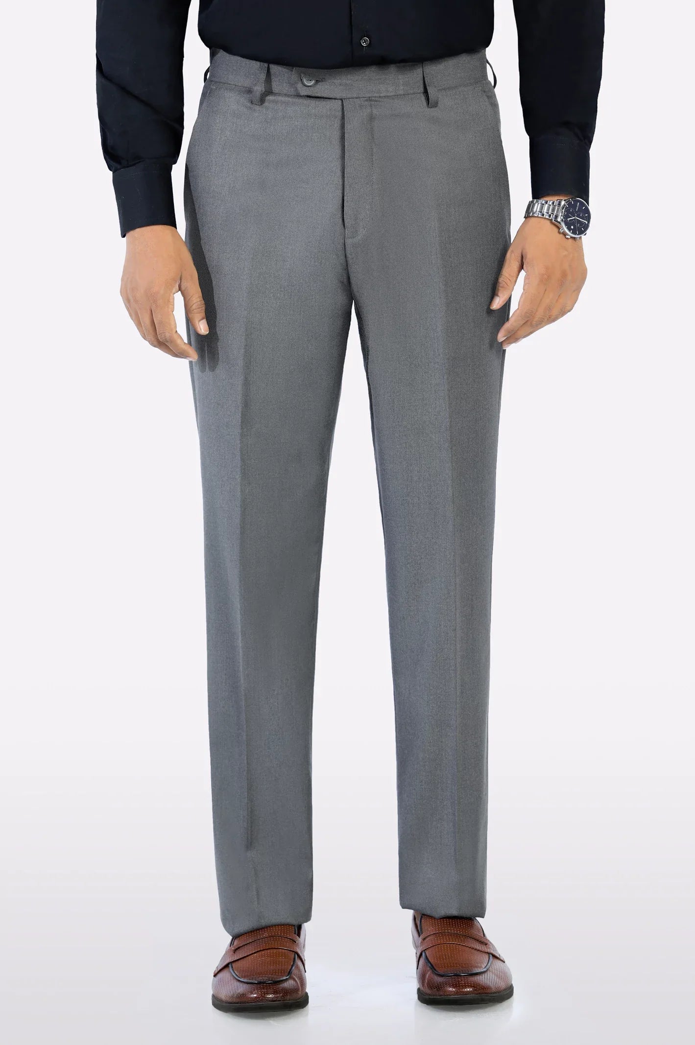 Grey Regular Fit Formal Trouser
