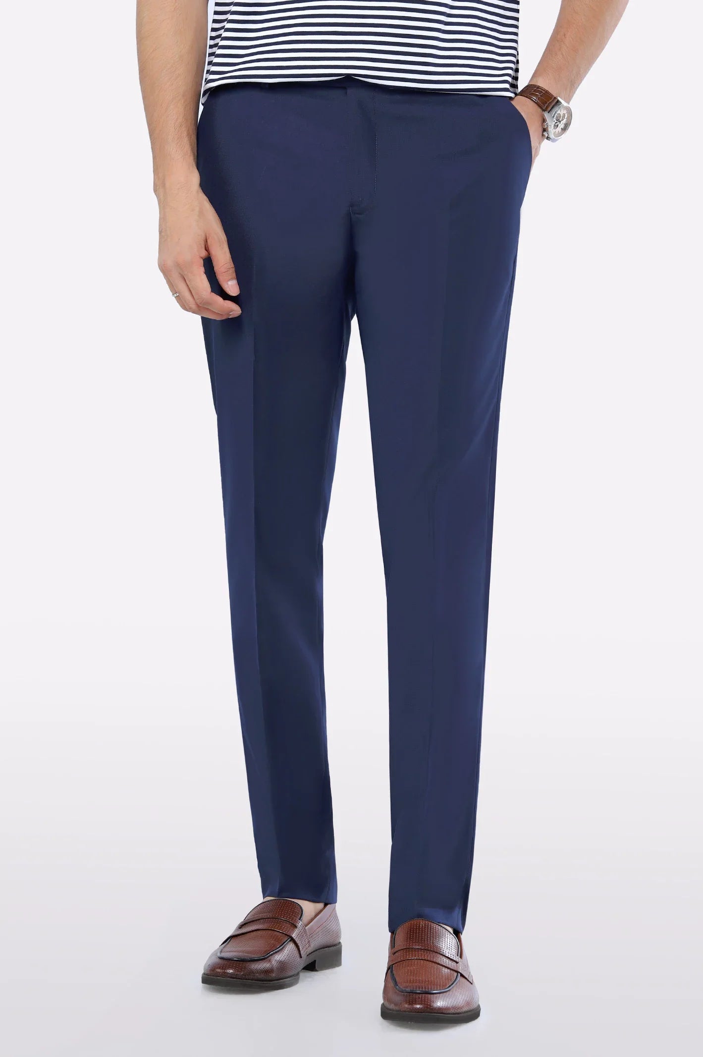 Navy Blue Slim Fit Formal Trouser