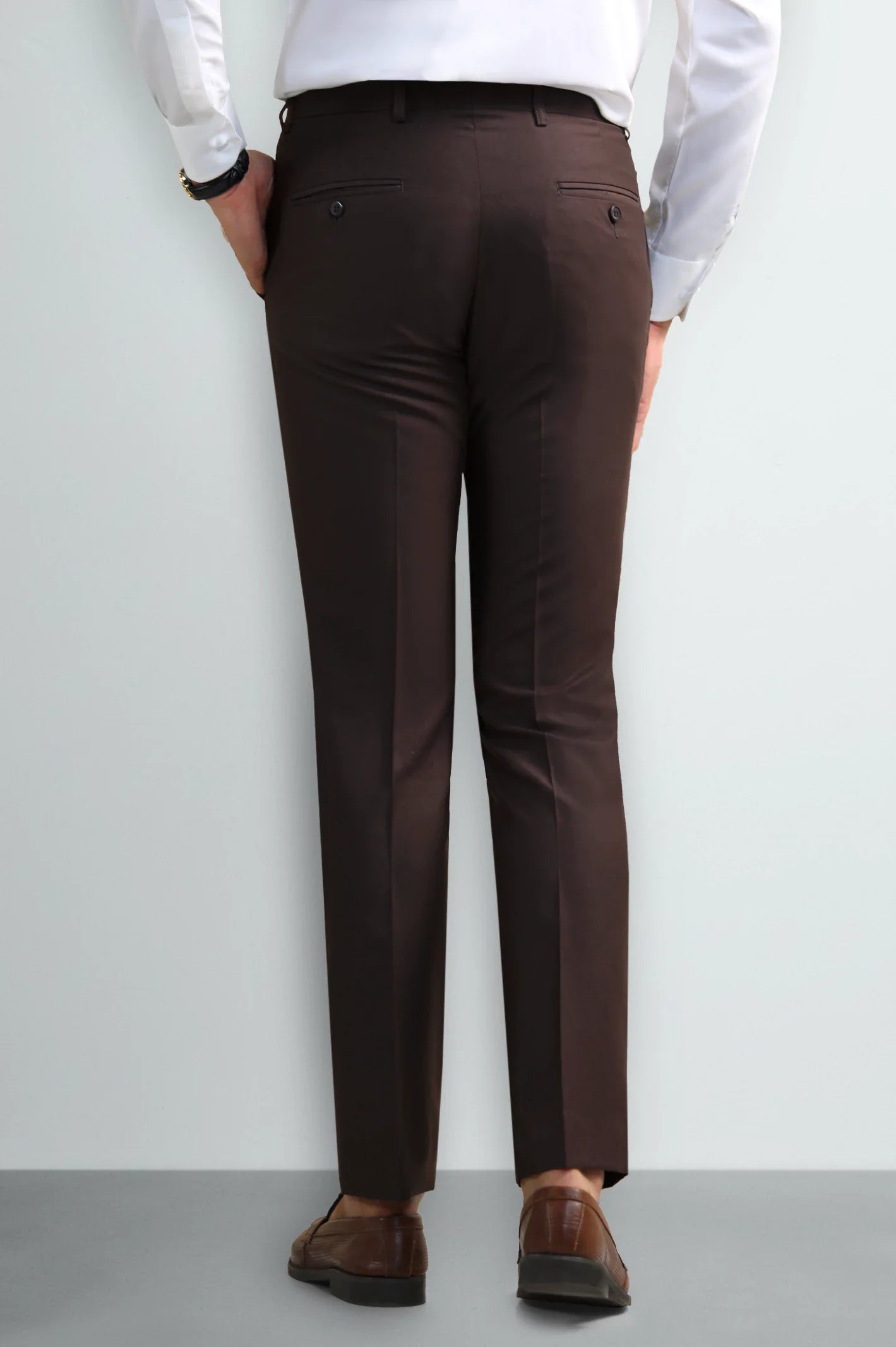 Dark Brown Regular Fit Formal Trouser