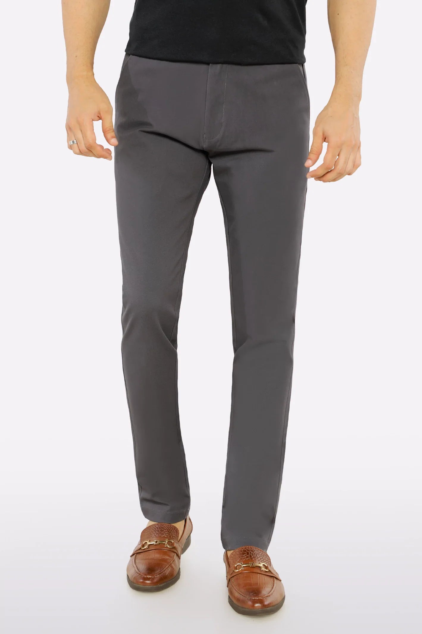 Dark Grey Smart Fit Cotton Chino