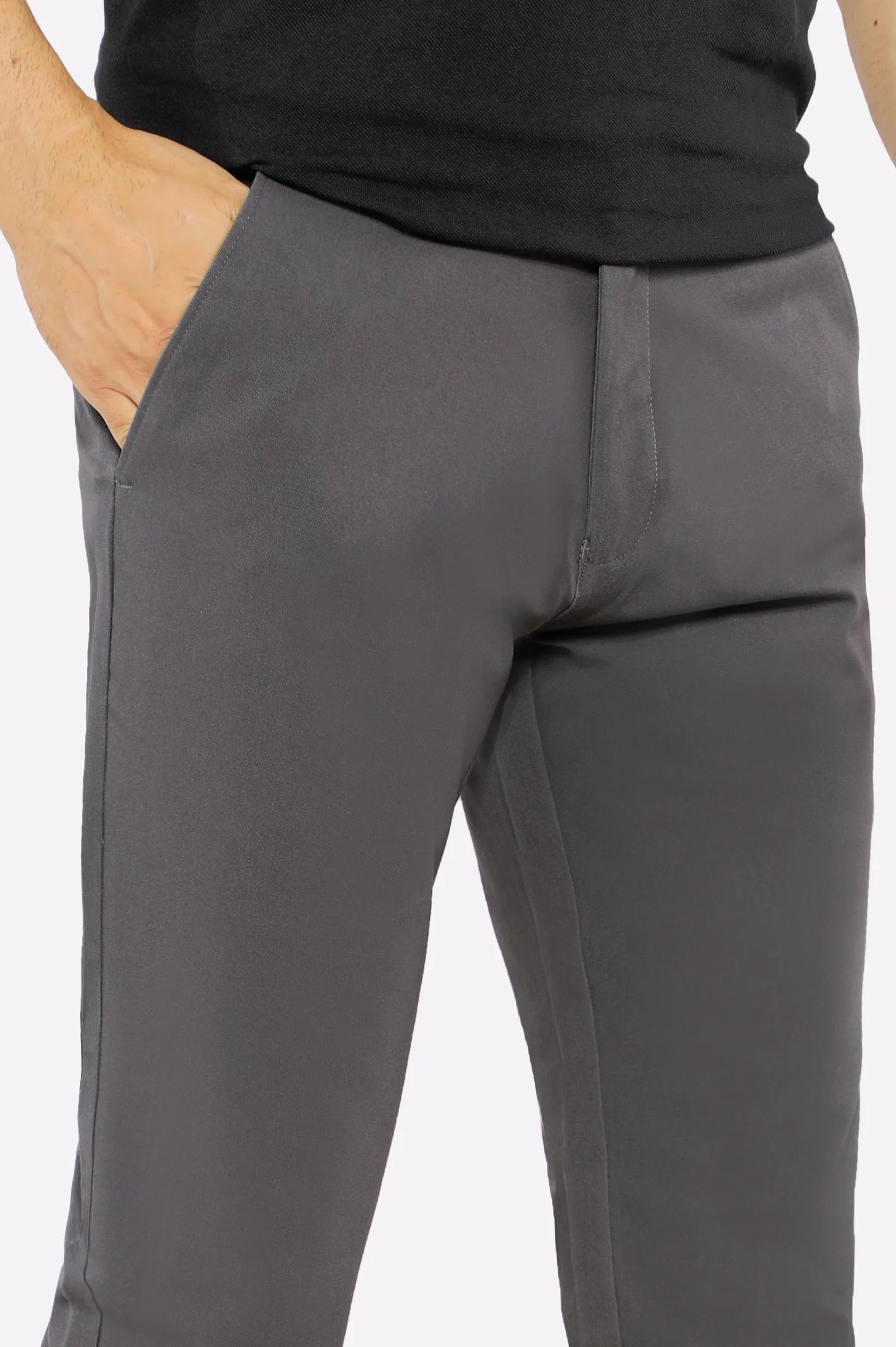 Dark Grey Smart Fit Cotton Chino