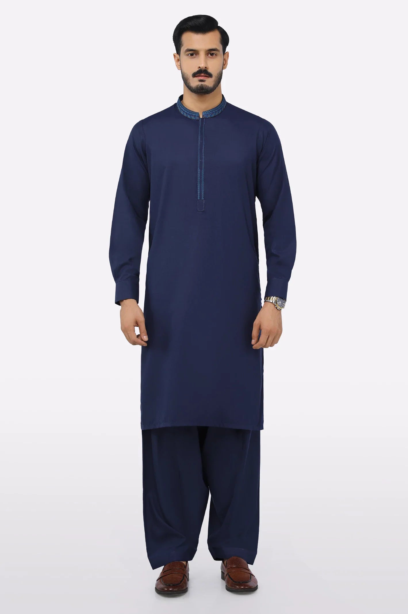 Dark Blue Wash & Wear Shalwar Kameez